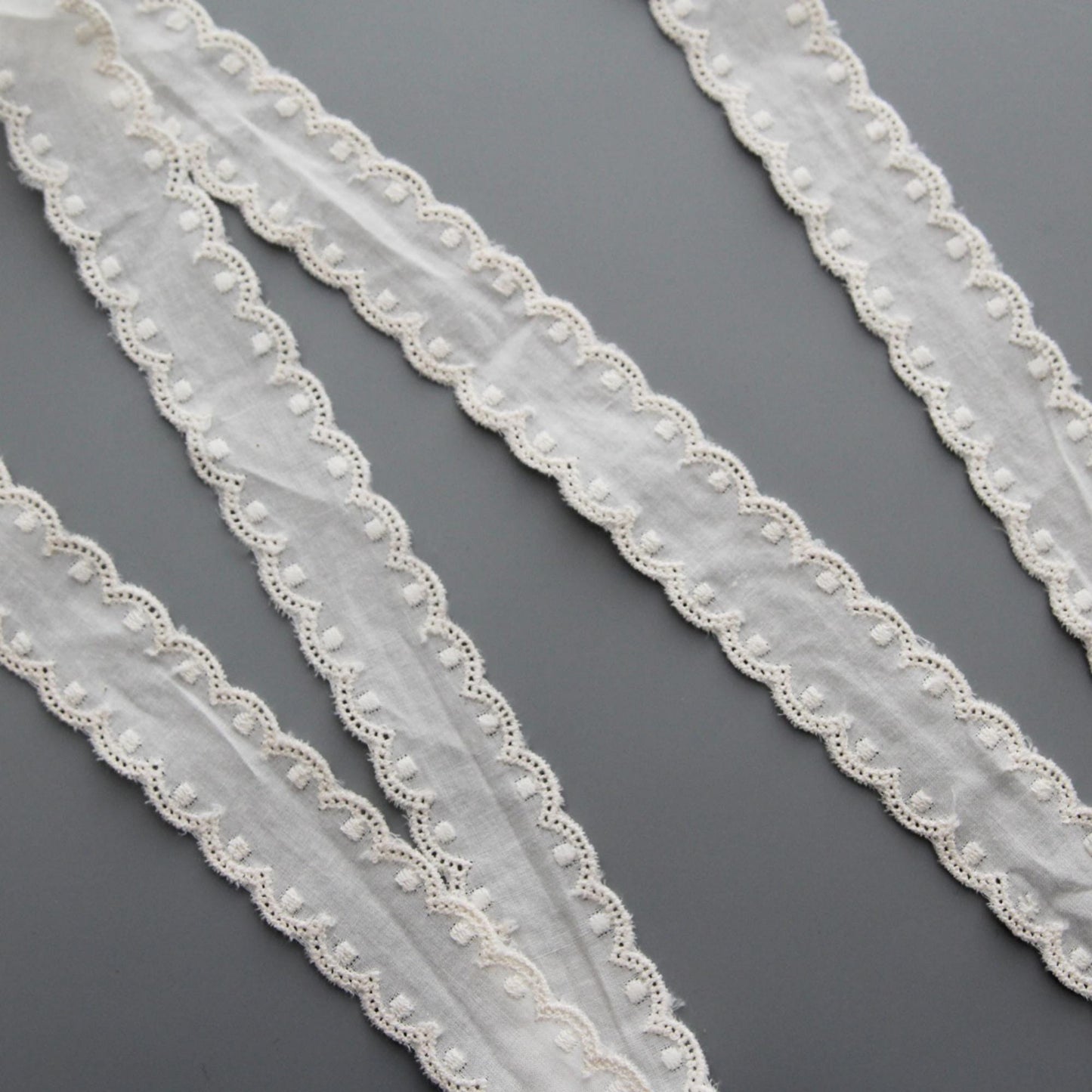 Ivory Eyelet Lace Ribbon  (2.8cm / 1.1in Width) x 5Yards