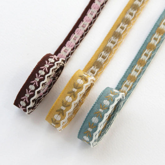 Floral Embroidered Edge Ribbon 0.47in x 5Yards