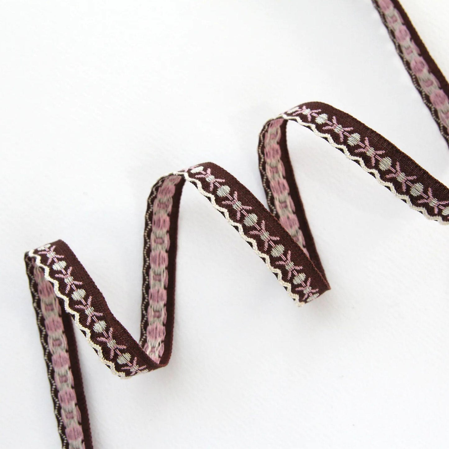 Floral Embroidered Edge Ribbon 0.47in x 5Yards