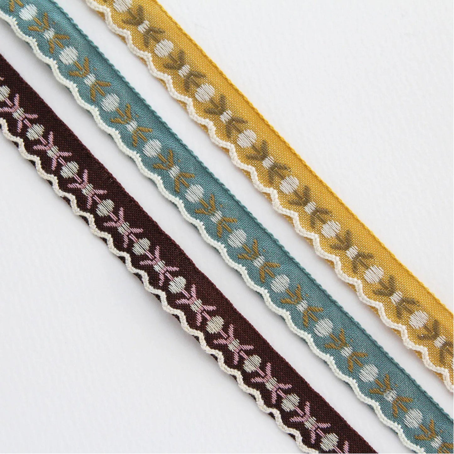 Floral Embroidered Edge Ribbon 0.47in x 5Yards
