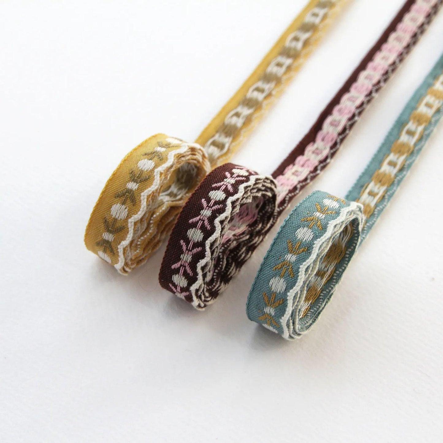 Floral Embroidered Edge Ribbon 0.47in x 5Yards