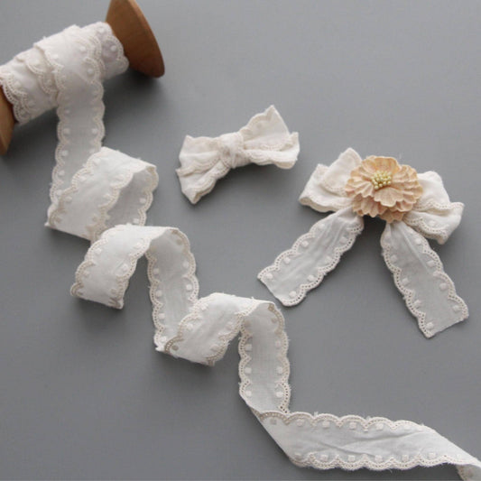Ivory Eyelet Lace Ribbon  (2.8cm / 1.1in Width) x 5Yards