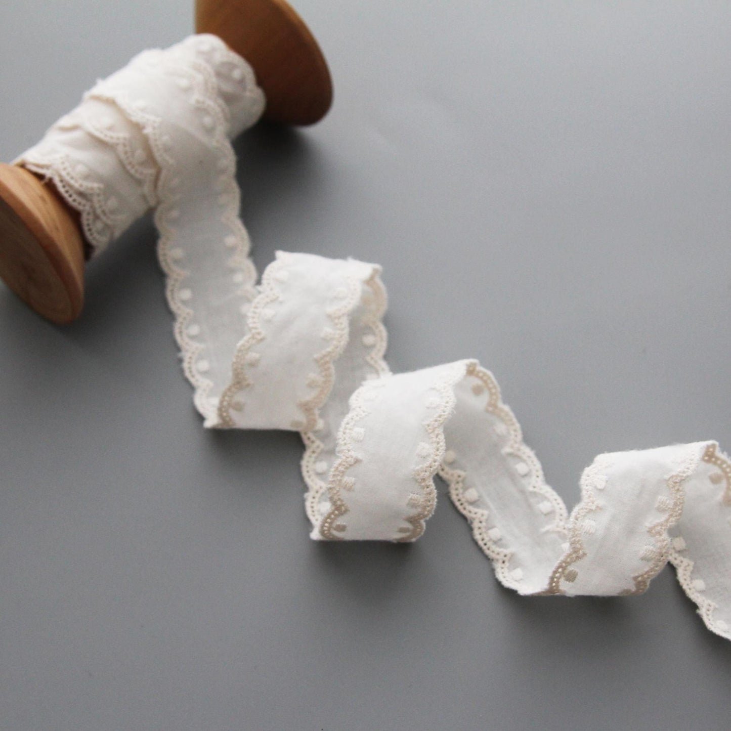 Ivory Eyelet Lace Ribbon  (2.8cm / 1.1in Width) x 5Yards