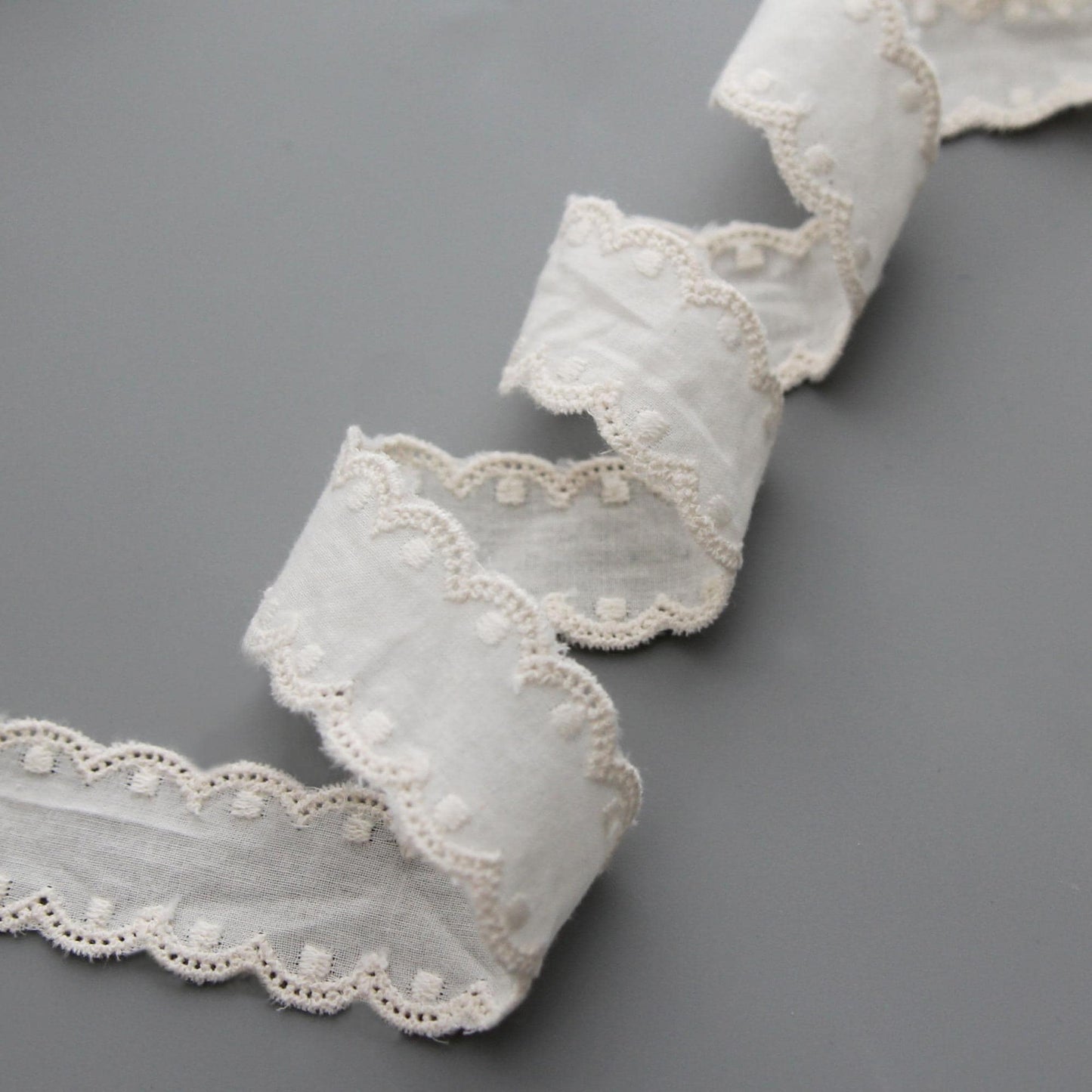 Ivory Eyelet Lace Ribbon  (2.8cm / 1.1in Width) x 5Yards