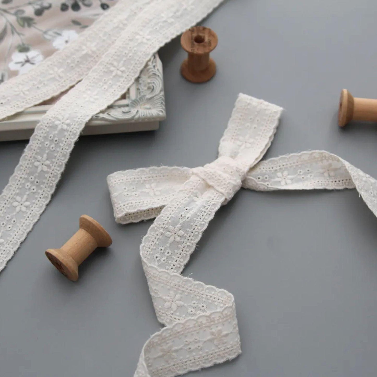 Edelweiss Embroidered Cotton Lace (Width 2.7cm / 1.06in Width) x 5Yards