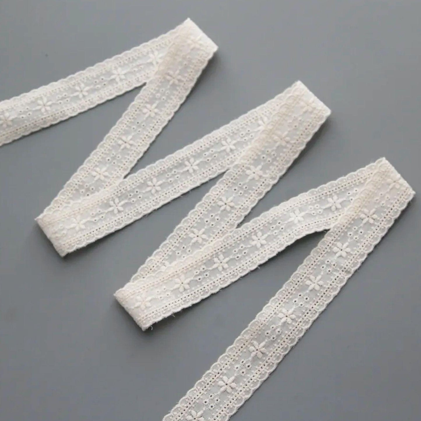 Edelweiss Embroidered Cotton Lace (Width 2.7cm / 1.06in Width) x 5Yards