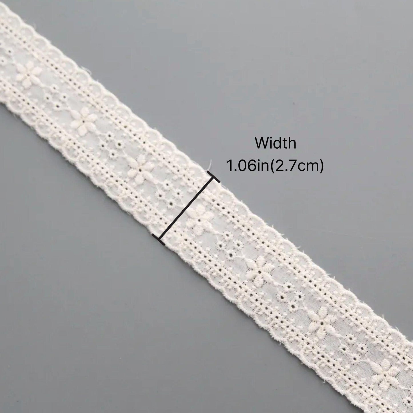 Edelweiss Embroidered Cotton Lace (Width 2.7cm / 1.06in Width) x 5Yards