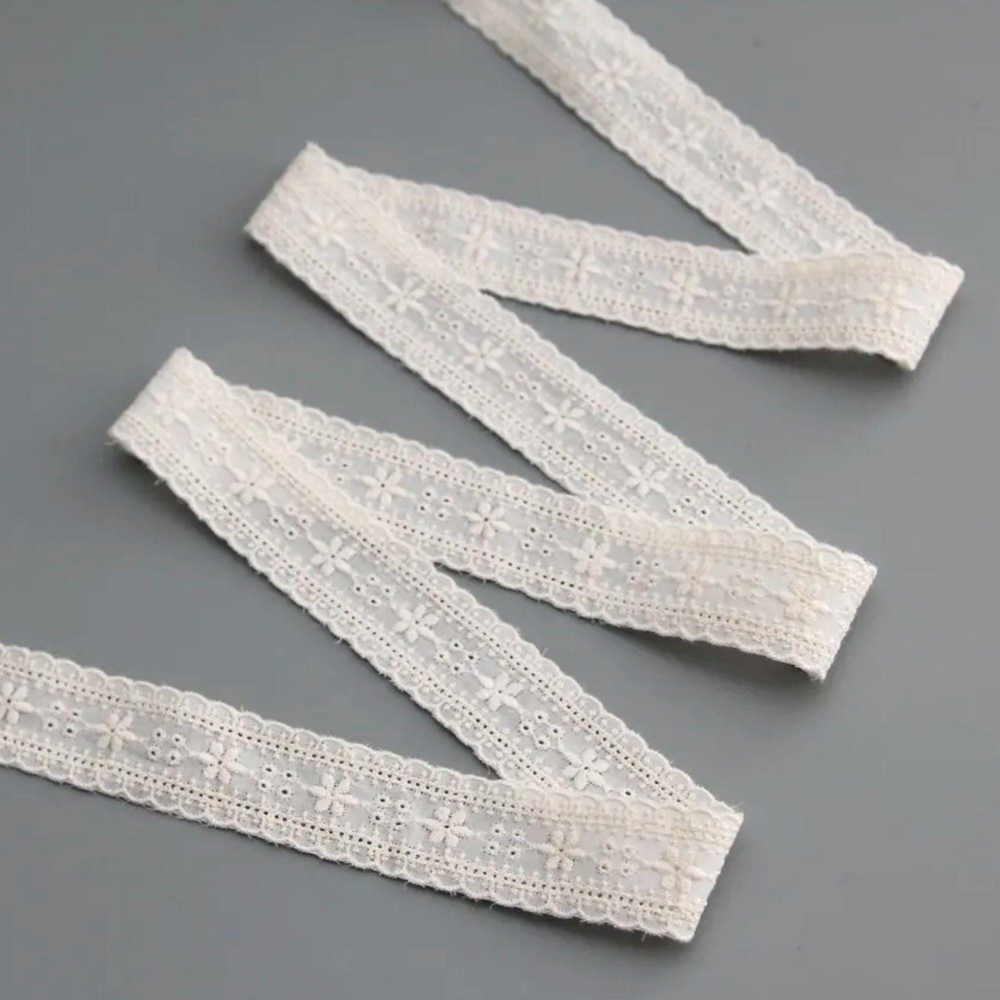 Edelweiss Embroidered Cotton Lace (Width 2.7cm / 1.06in Width) x 5Yards
