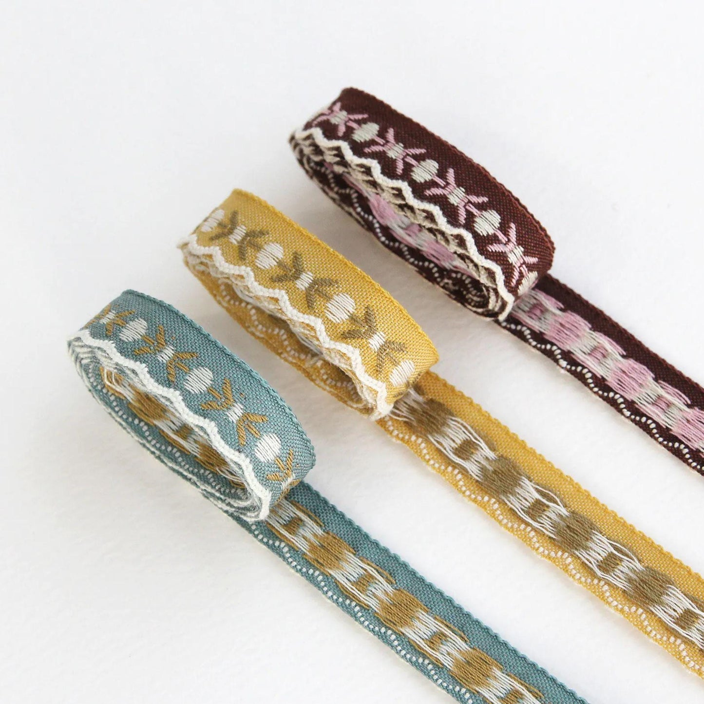Floral Embroidered Edge Ribbon 0.47in x 5Yards