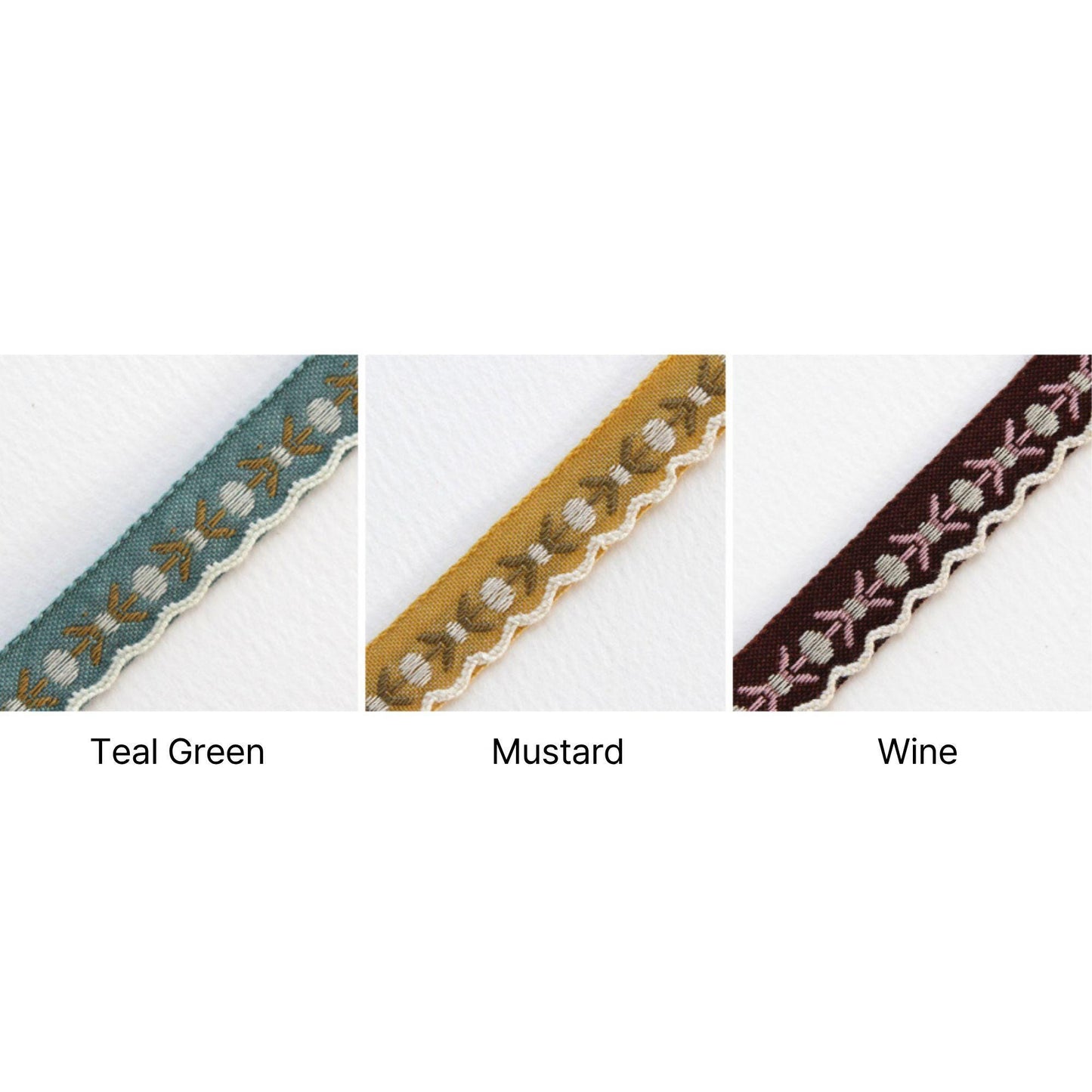 Floral Embroidered Edge Ribbon 0.47in x 5Yards
