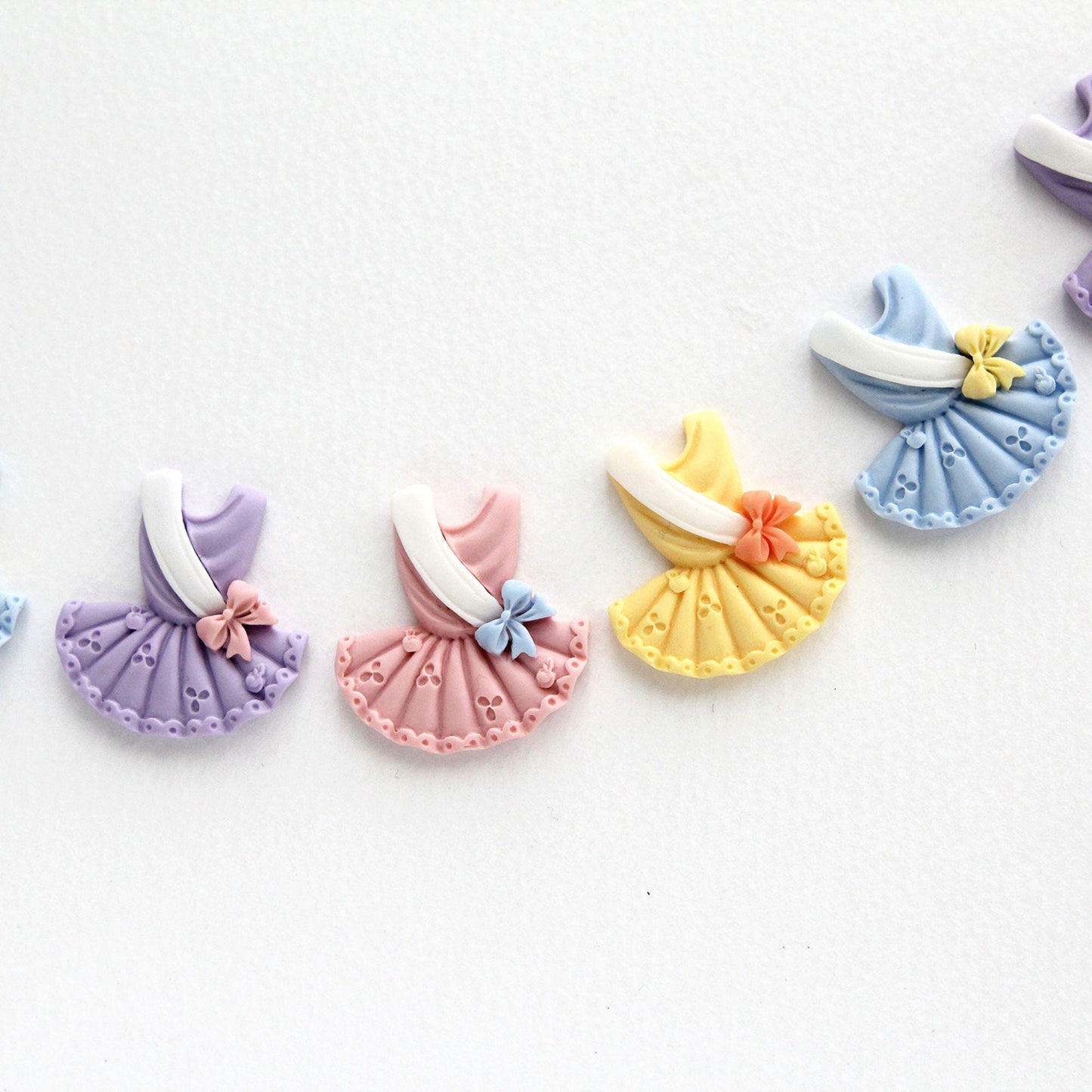 Ballerina Dress Resin Cabochons: Pastel Ballet Flatbacks 4pcs
