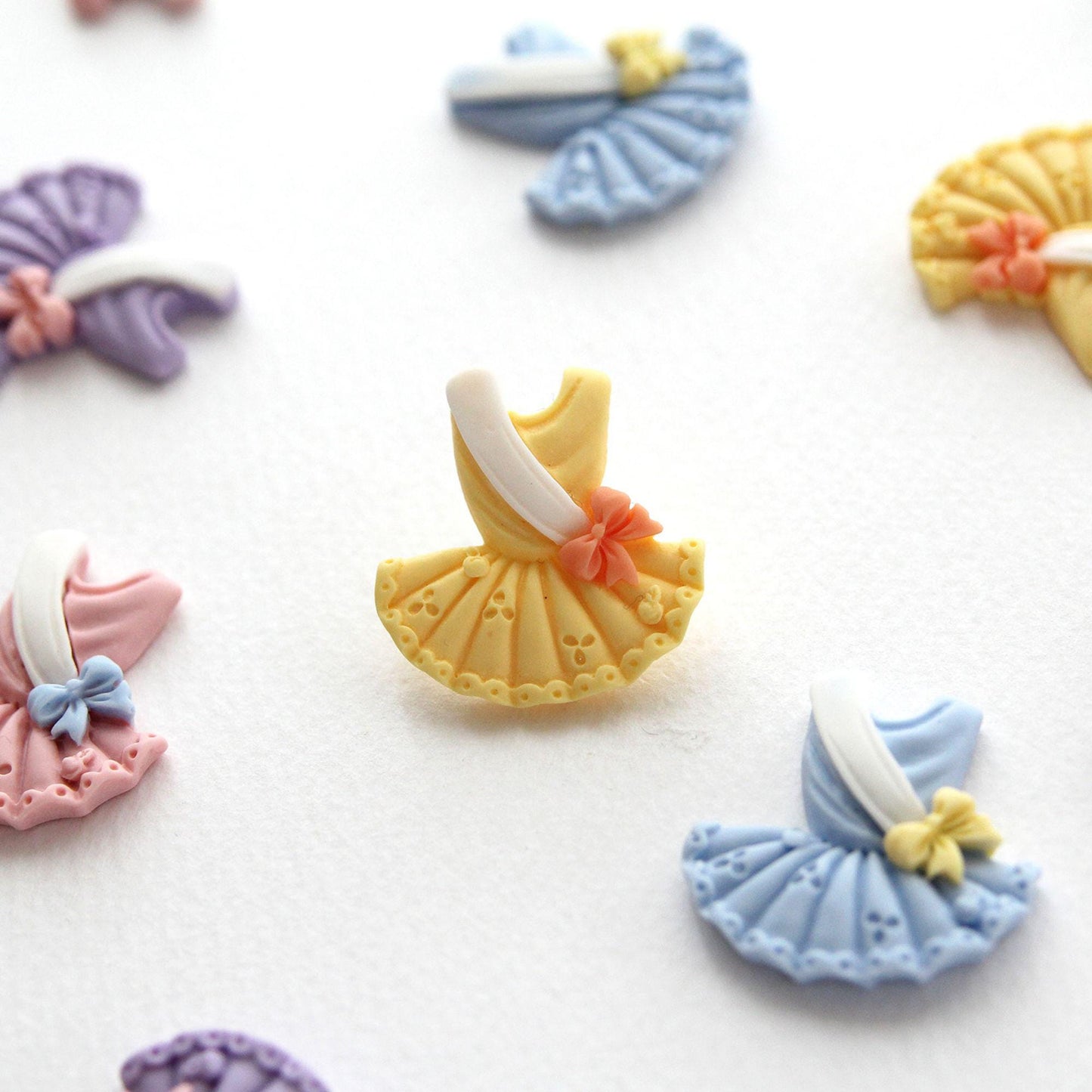 Ballerina Dress Resin Cabochons: Pastel Ballet Flatbacks 4pcs