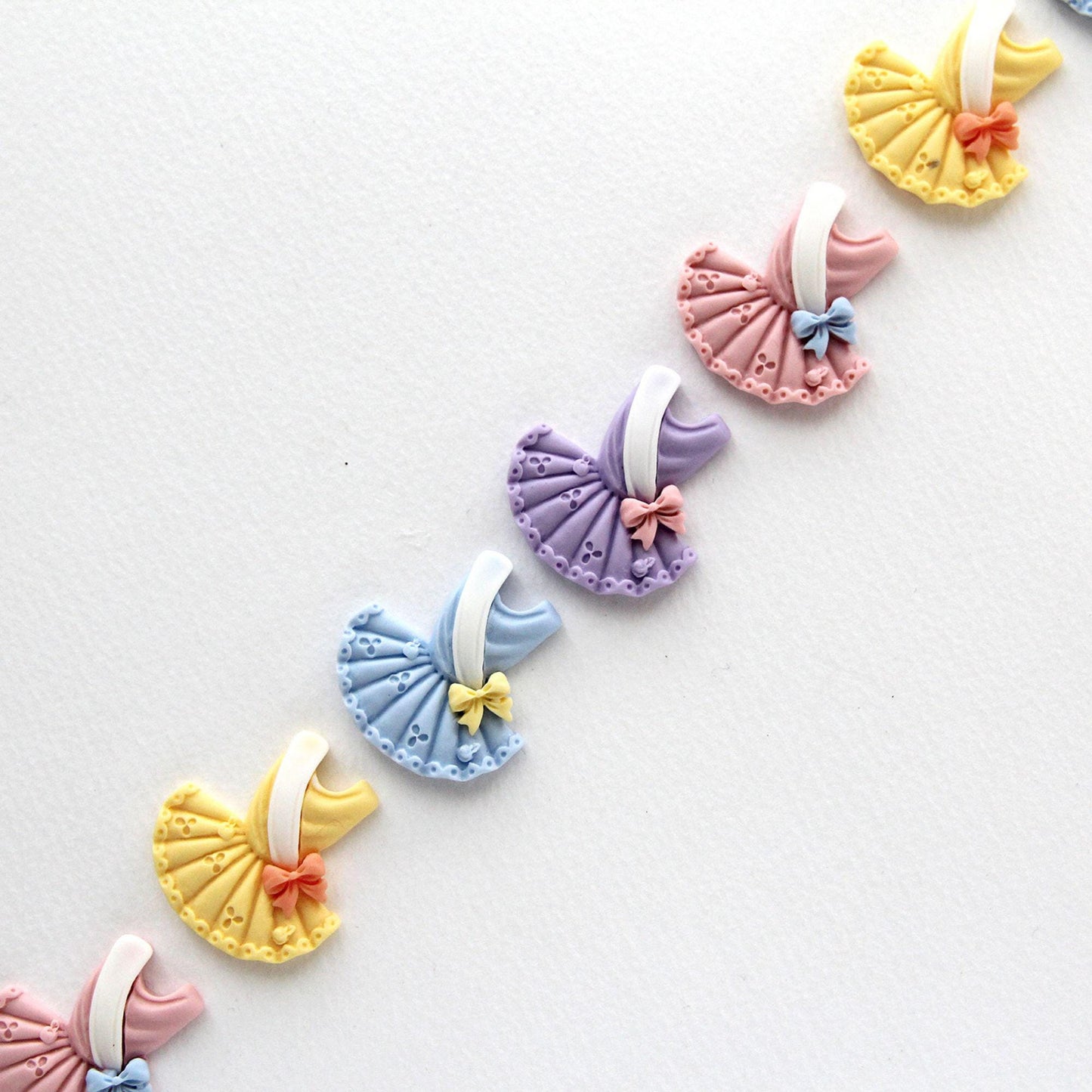 Ballerina Dress Resin Cabochons: Pastel Ballet Flatbacks 4pcs