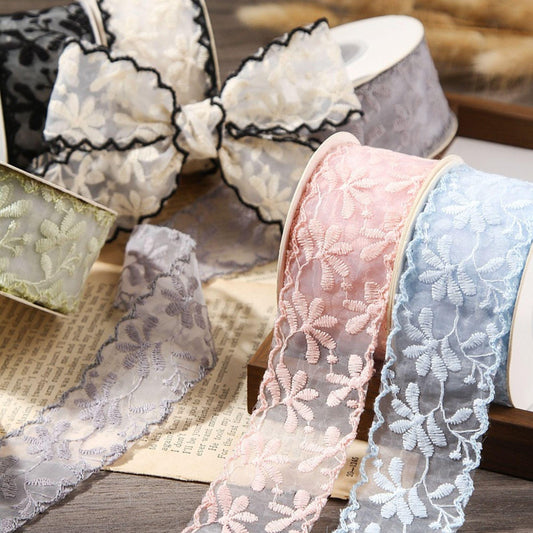 Floral Embroidery Lace Ribbon width 1.5inch (3.8cm)  x 2Yards