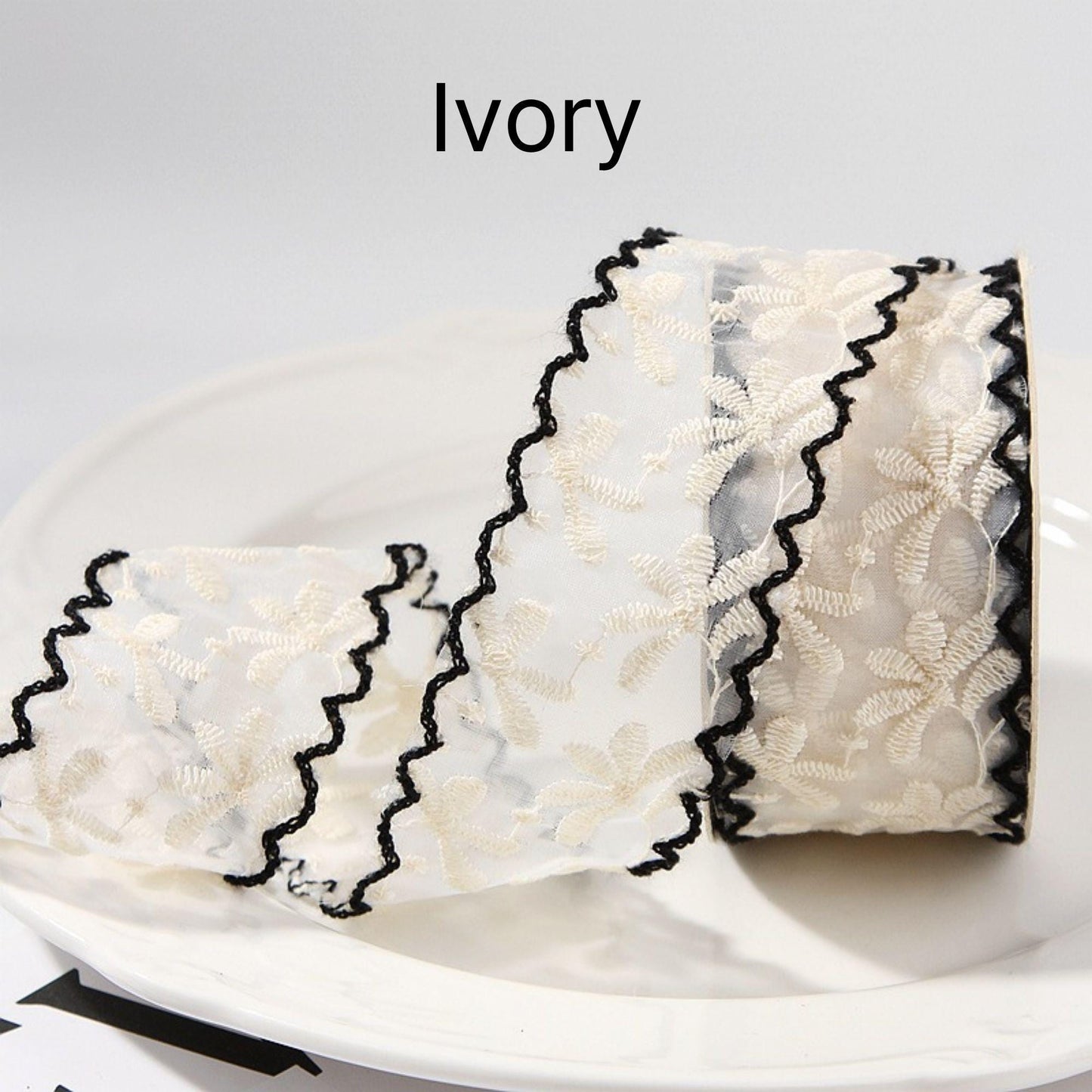 Floral Embroidery Lace Ribbon width 1.5inch (3.8cm)  x 2Yards