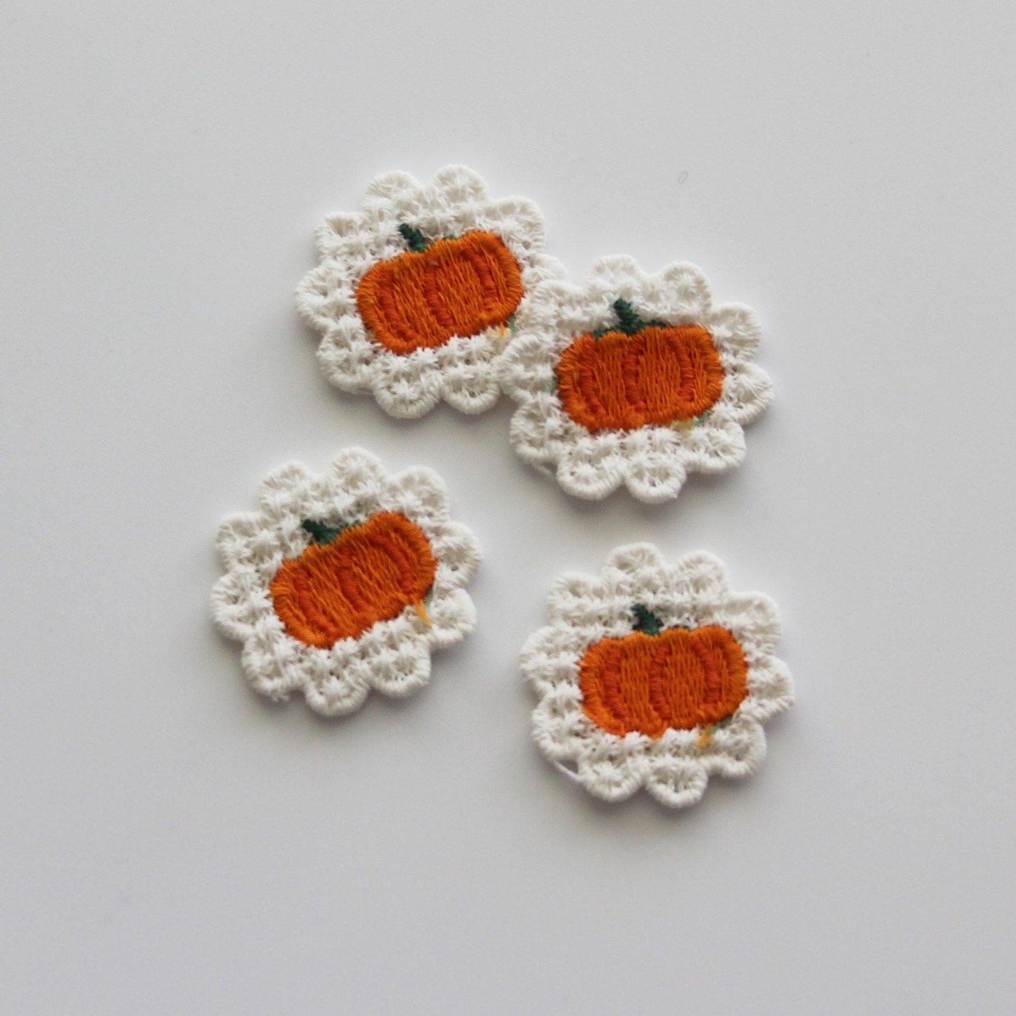 Mushroom, Acorn & Pumpkin Embroidered Knit Patch 4pcs