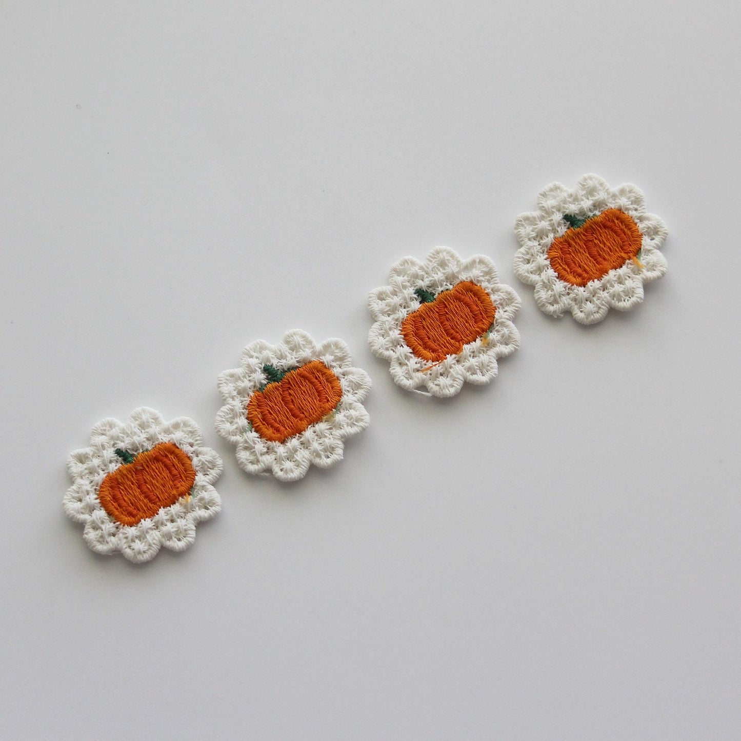 Mushroom, Acorn & Pumpkin Embroidered Knit Patch 4pcs