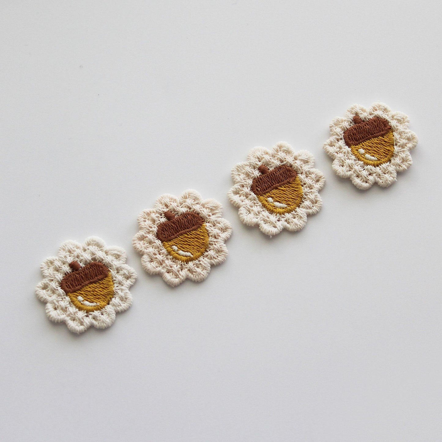 Mushroom, Acorn & Pumpkin Embroidered Knit Patch 4pcs