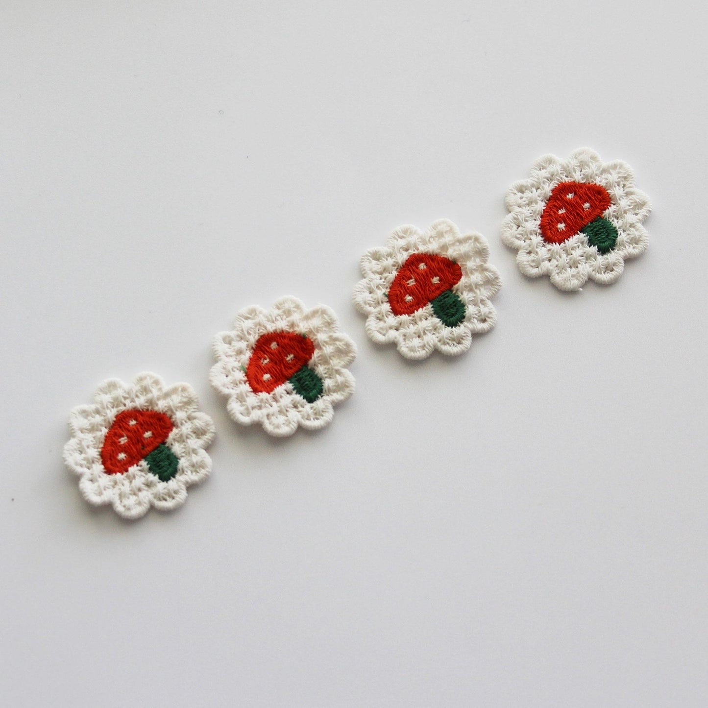 Mushroom, Acorn & Pumpkin Embroidered Knit Patch 4pcs