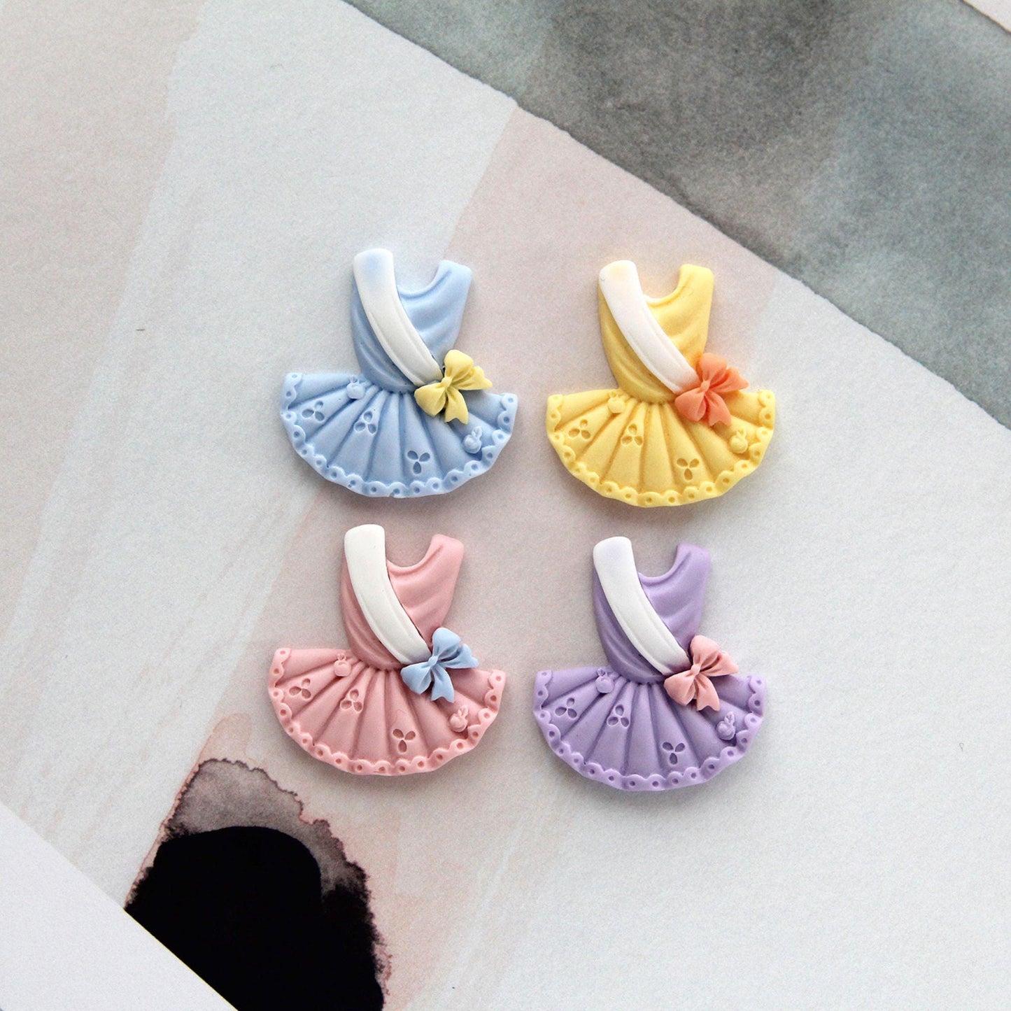 Ballerina Dress Resin Cabochons: Pastel Ballet Flatbacks 4pcs