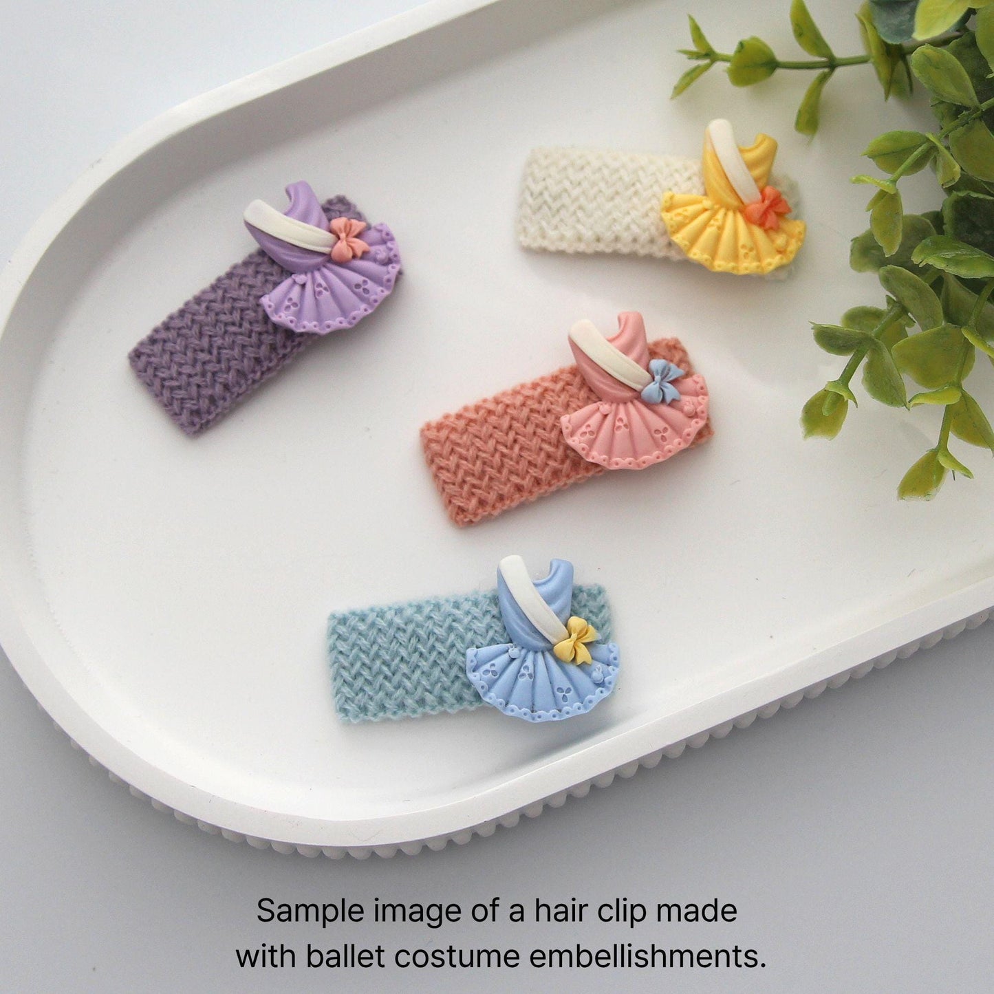 Ballerina Dress Resin Cabochons: Pastel Ballet Flatbacks 4pcs