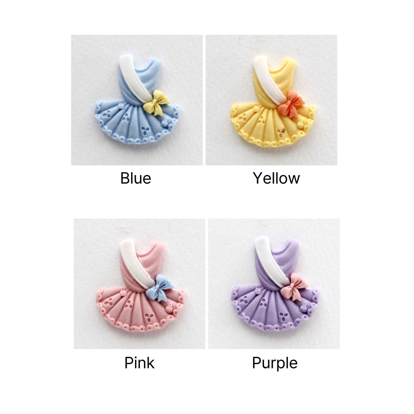 Ballerina Dress Resin Cabochons: Pastel Ballet Flatbacks 4pcs