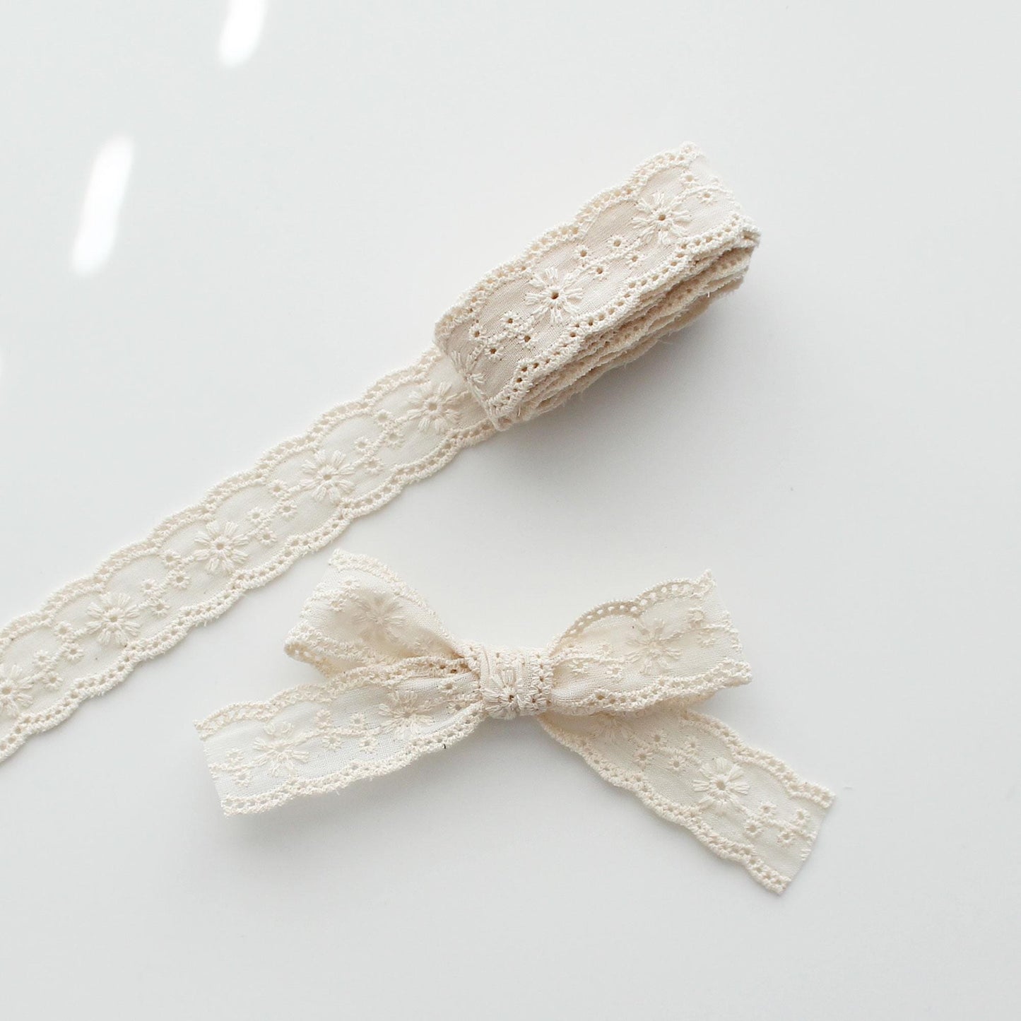 Floral Eyelet Cotton Lace Trim  0.94 inch (2.4 cm) Wide x 5Yards