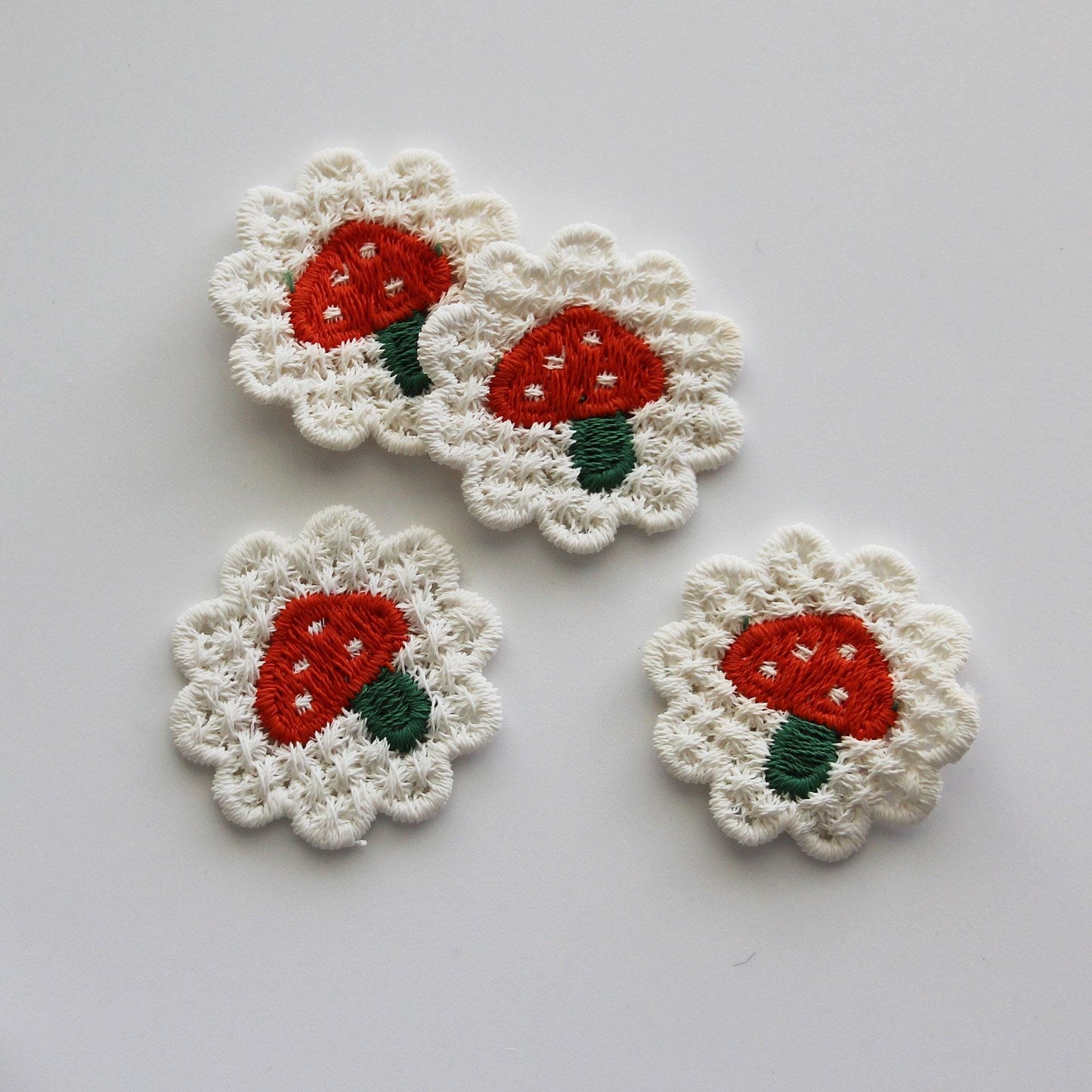 Mushroom, Acorn & Pumpkin Embroidered Knit Patch 4pcs