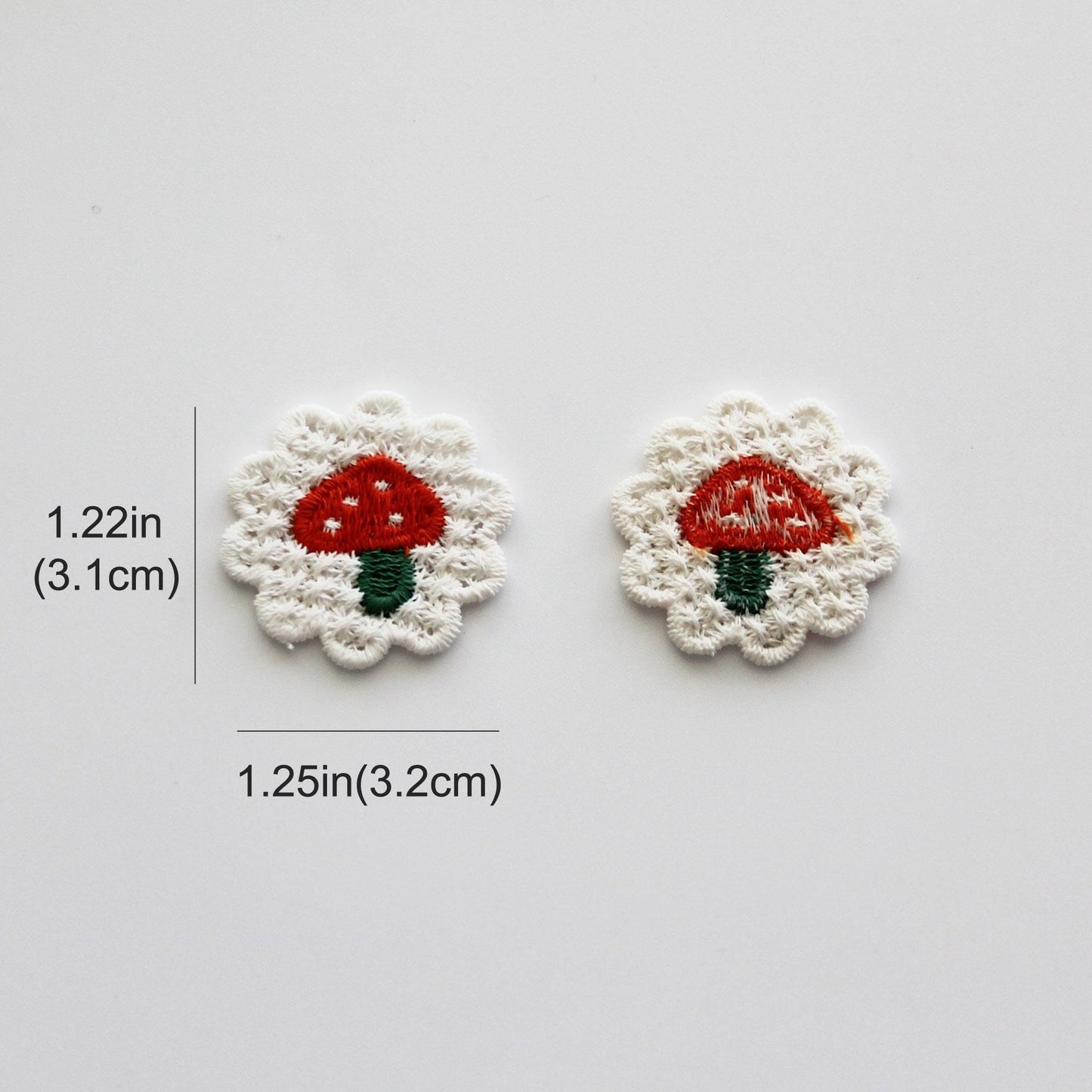 Mushroom, Acorn & Pumpkin Embroidered Knit Patch 4pcs