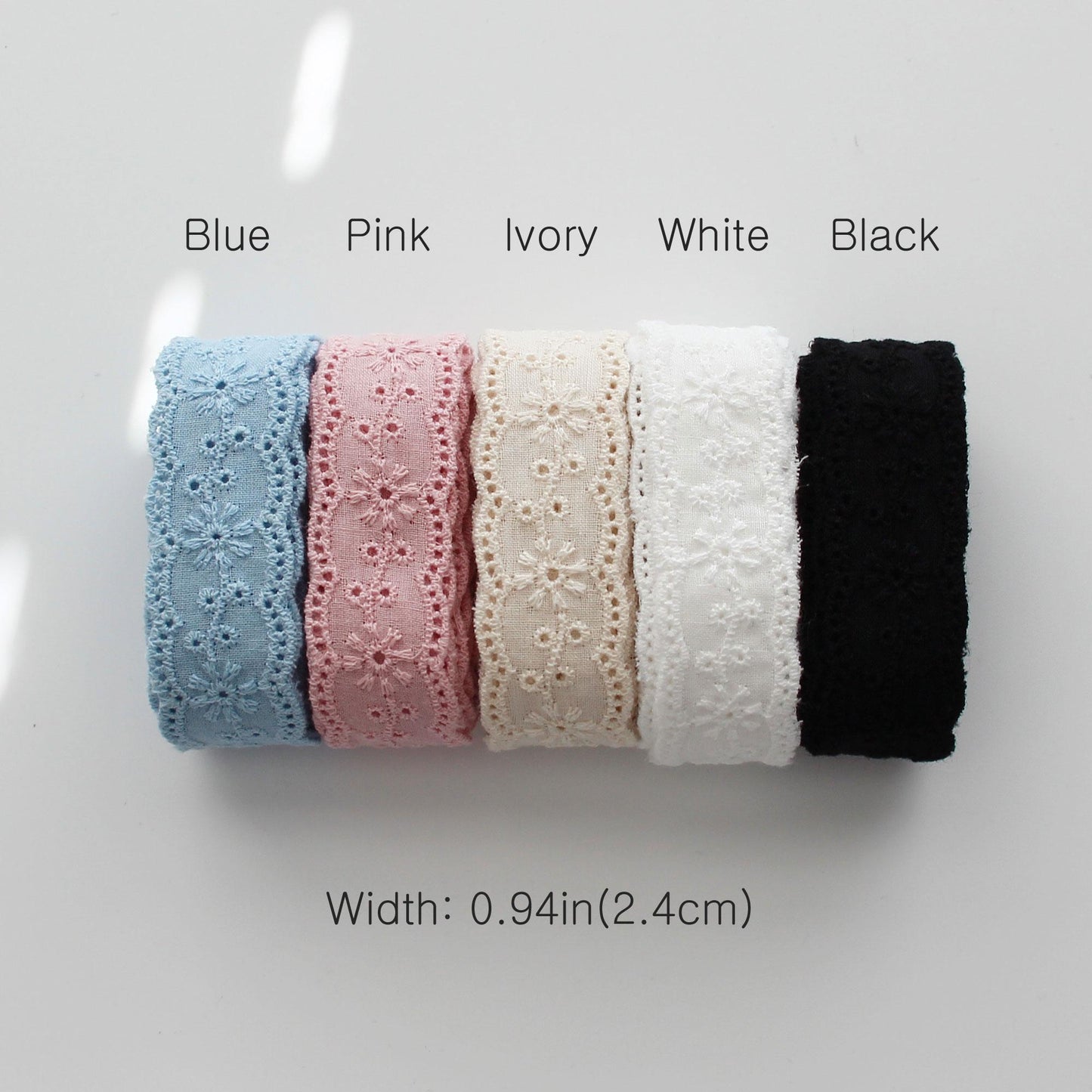 Floral Eyelet Cotton Lace Trim  0.94 inch (2.4 cm) Wide x 5Yards