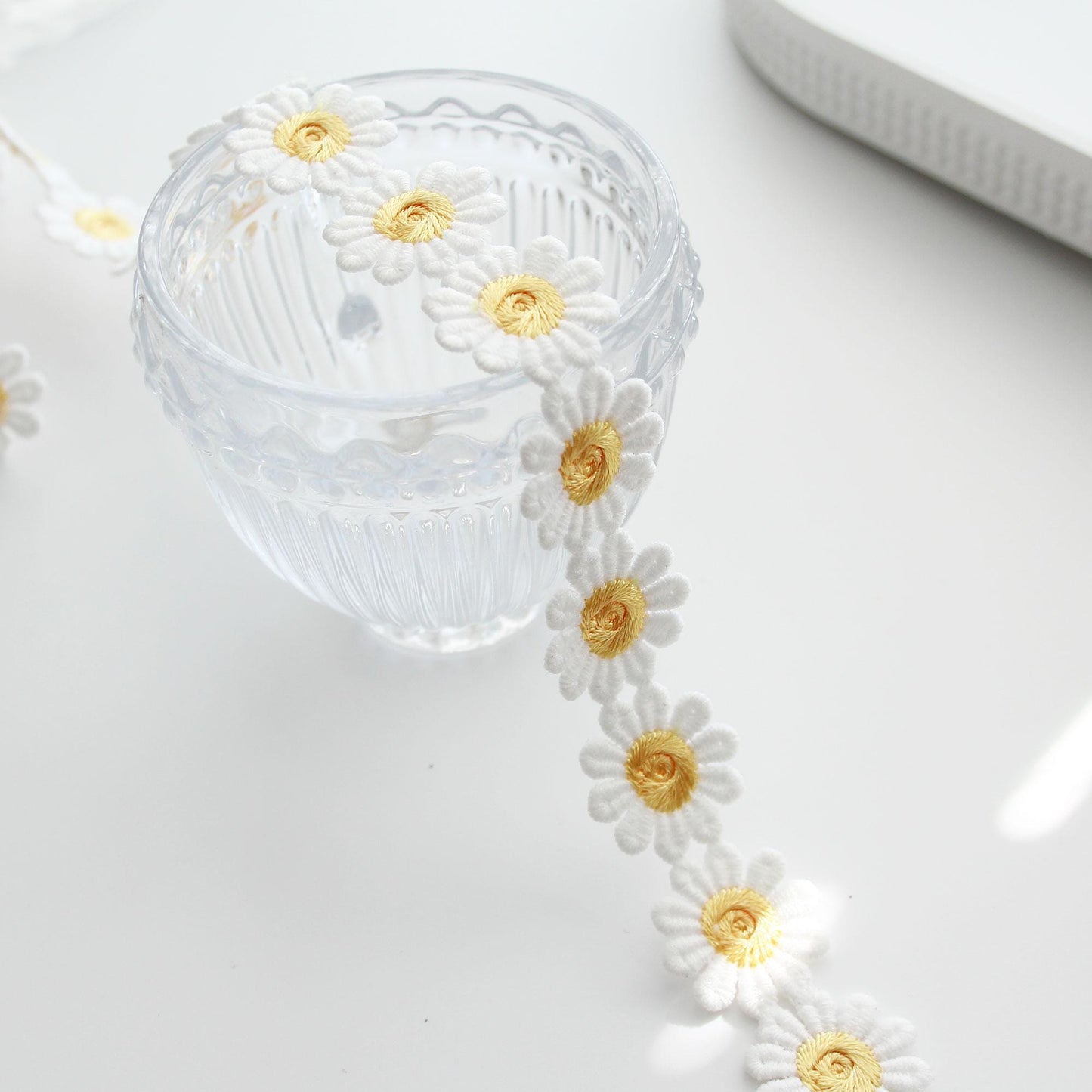 Daisy Embroidered Lace Trim 5Yards