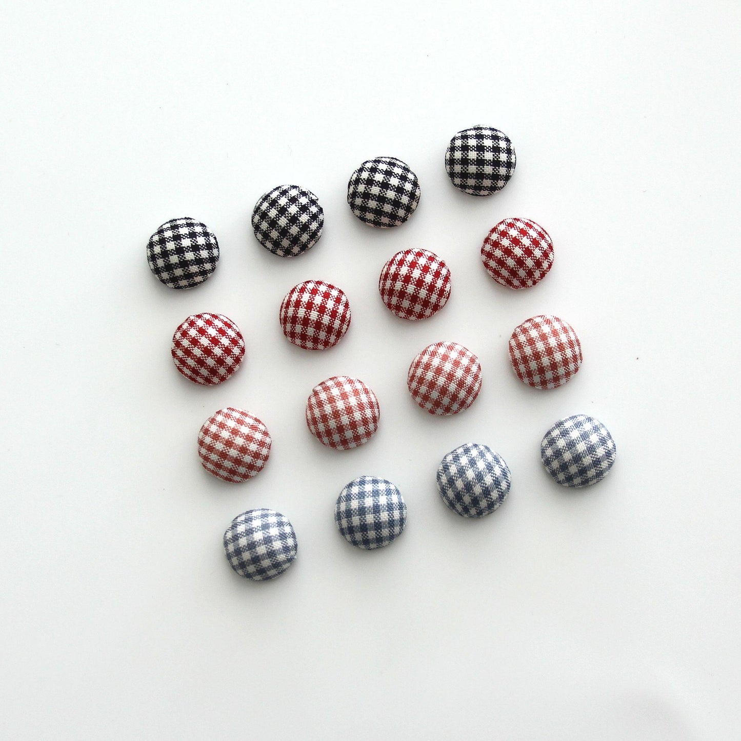 Gingham Fabric Flat-Back Covered Button 4pcs