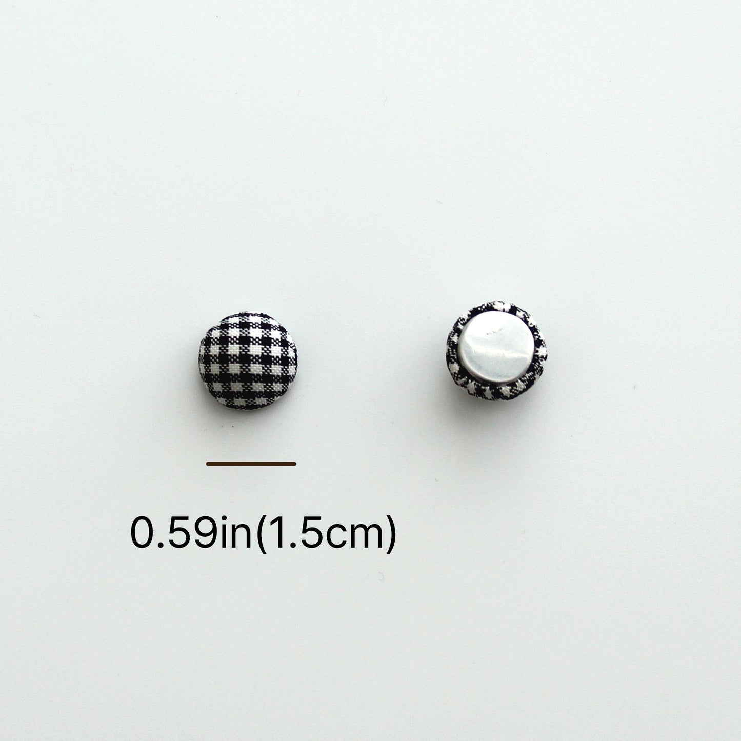 Gingham Fabric Flat-Back Covered Button 4pcs