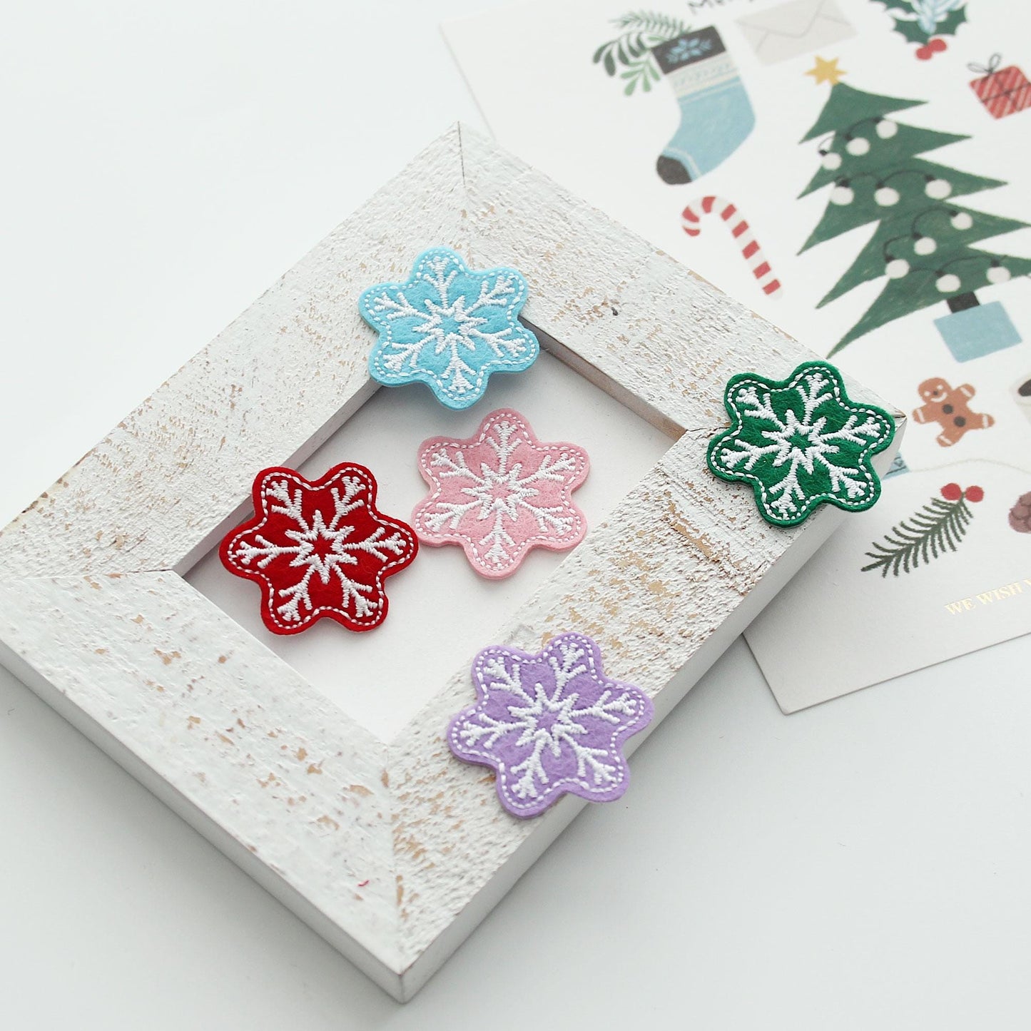 Snowflake Embroidered Patch, Winter Applique,Christmas Decoration Patch 4pcs