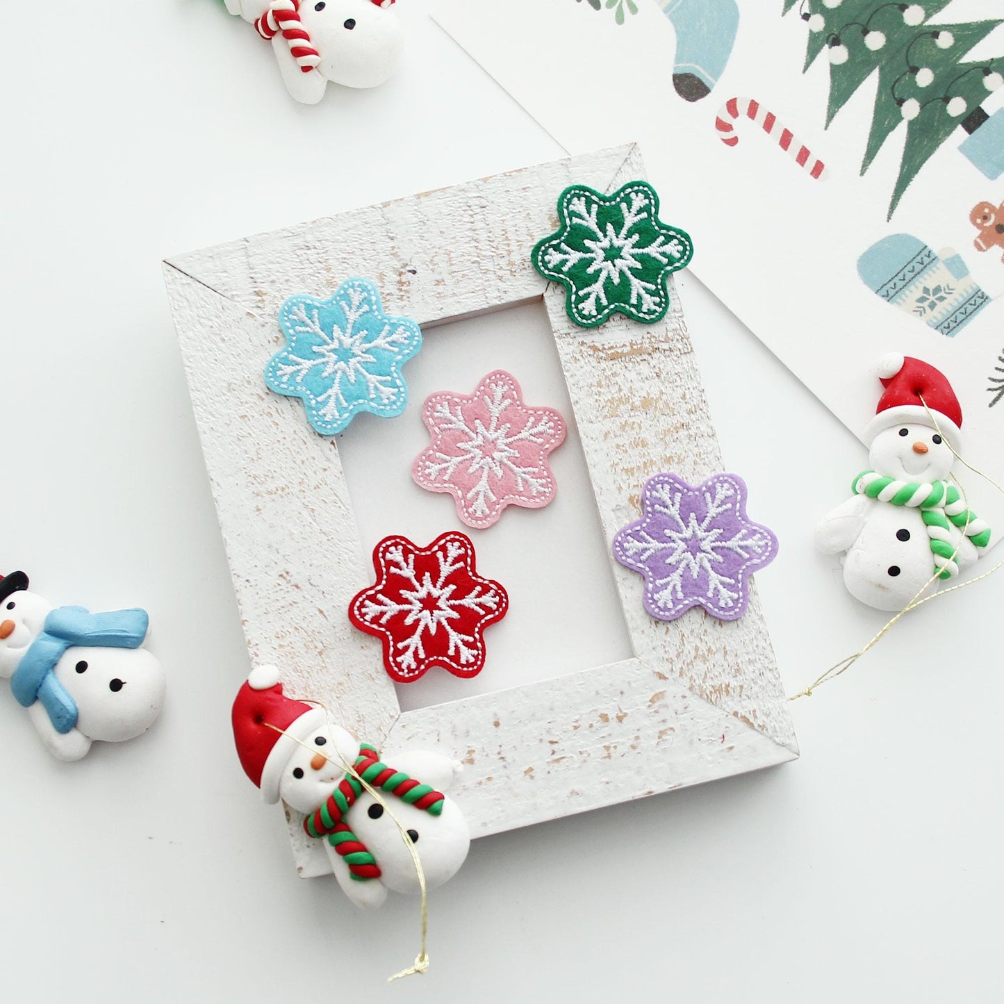 Snowflake Embroidered Patch, Winter Applique,Christmas Decoration Patch 4pcs