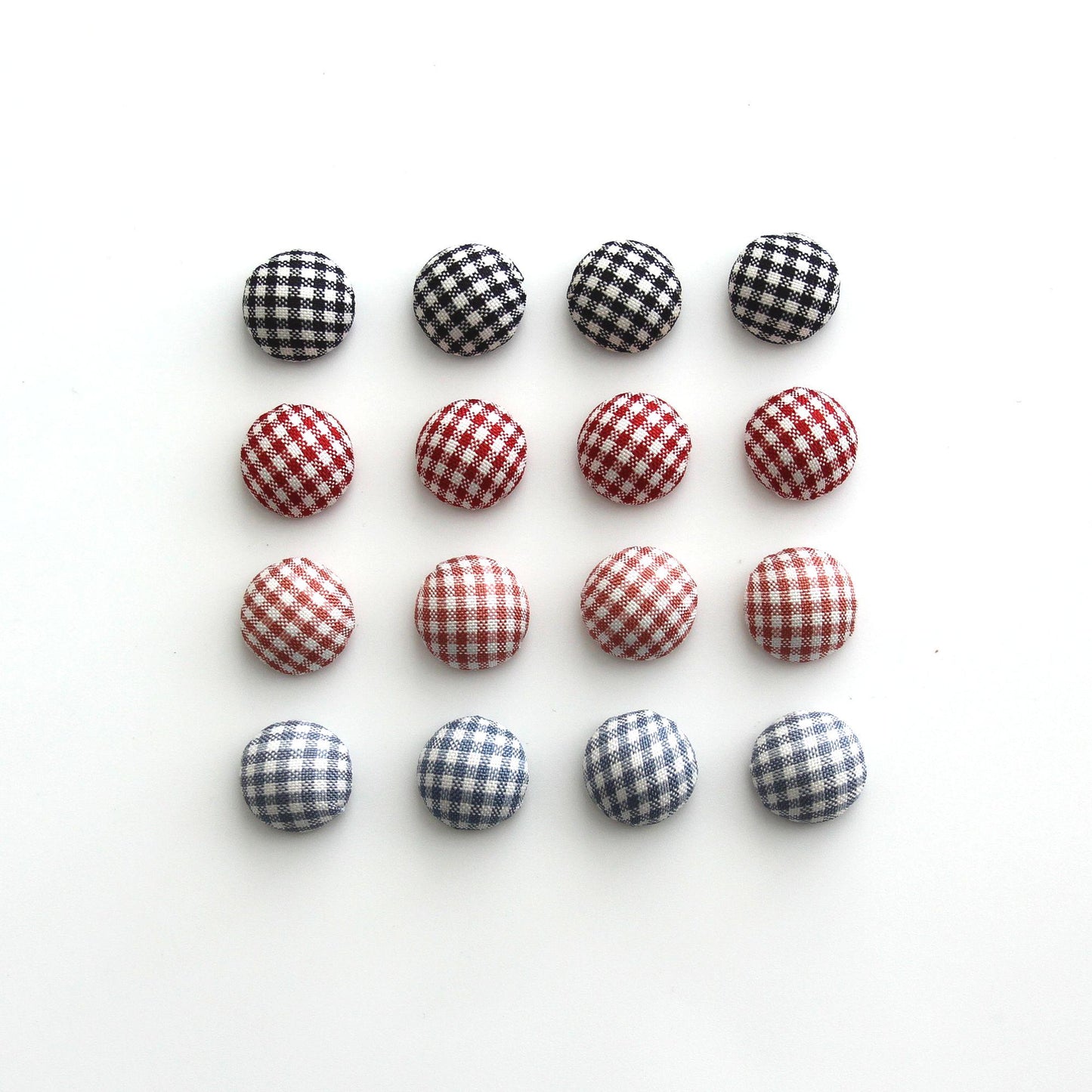 Gingham Fabric Flat-Back Covered Button 4pcs