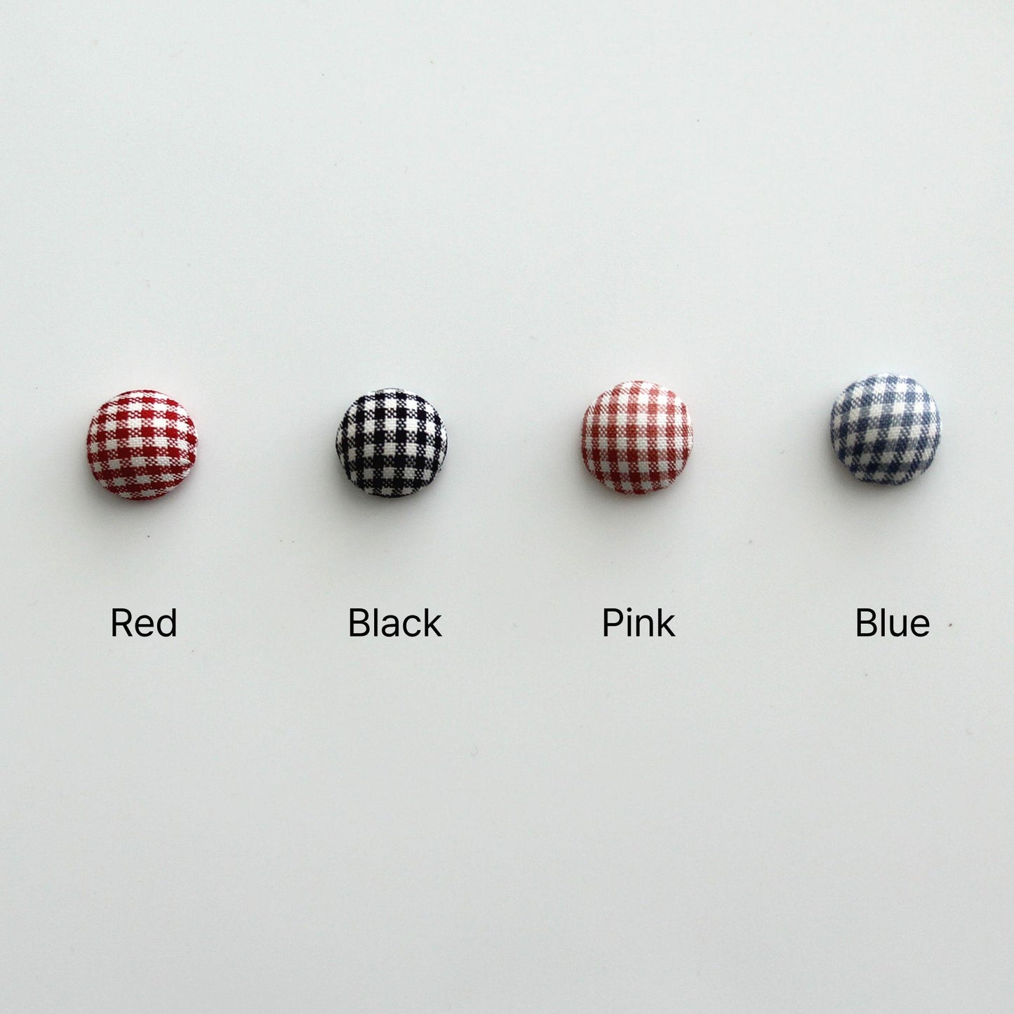 Gingham Fabric Flat-Back Covered Button 4pcs