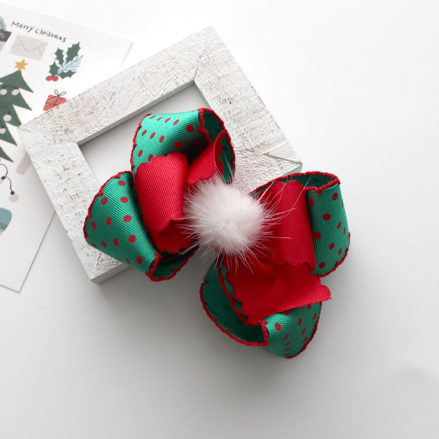 Christmas Polka Dot Scalloped Edge Ribbon  1.1"/ 1.57in x 2Yards