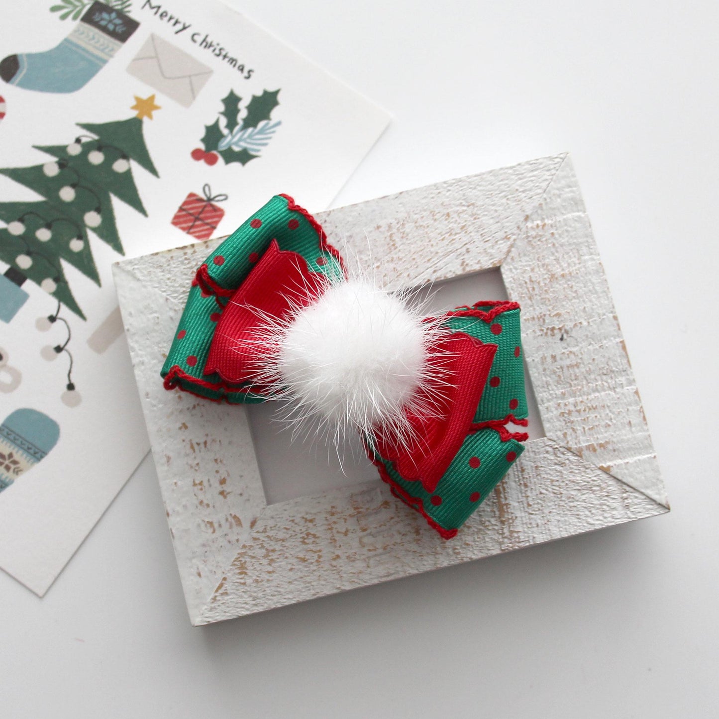 Christmas Polka Dot Scalloped Edge Ribbon  1.1"/ 1.57in x 2Yards