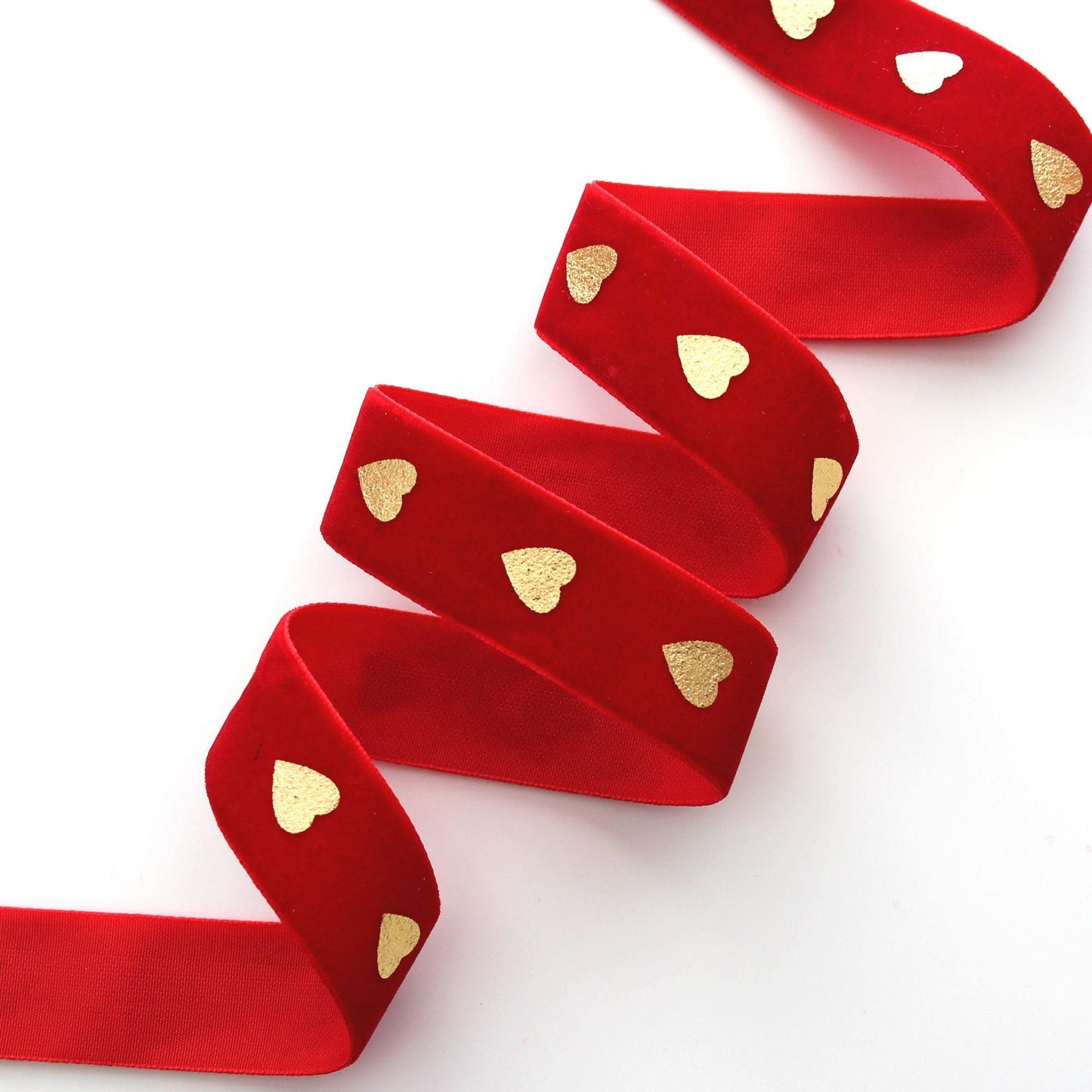 Red Velvet Christmas Ribbon | Gold Foil Holiday Ribbon  1in x 2Yards