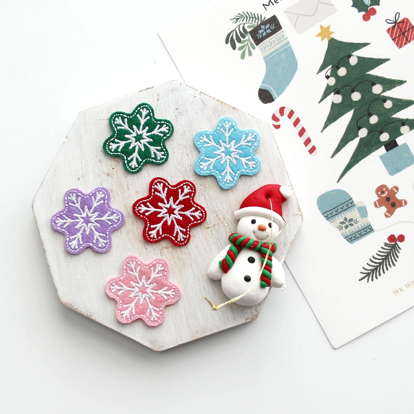 Snowflake Embroidered Patch, Winter Applique,Christmas Decoration Patch 4pcs