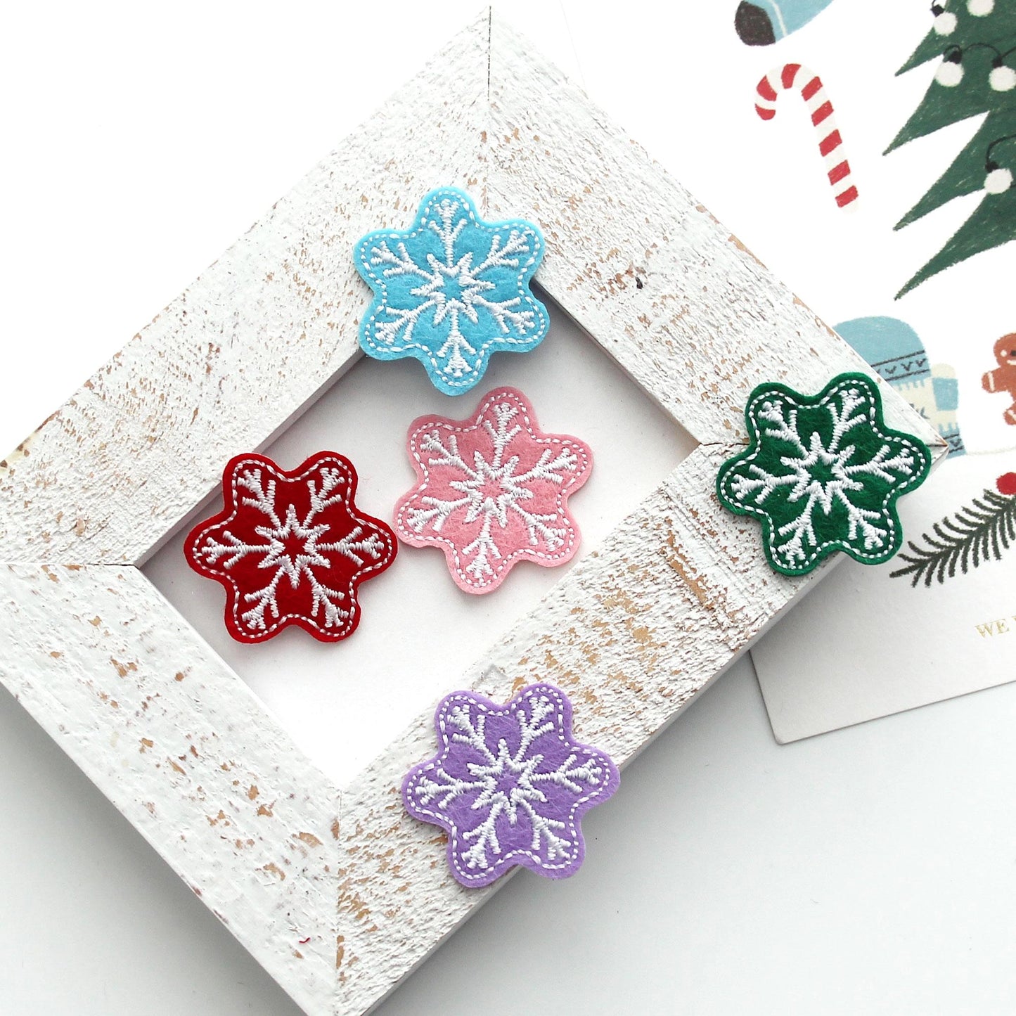 Snowflake Embroidered Patch, Winter Applique,Christmas Decoration Patch 4pcs