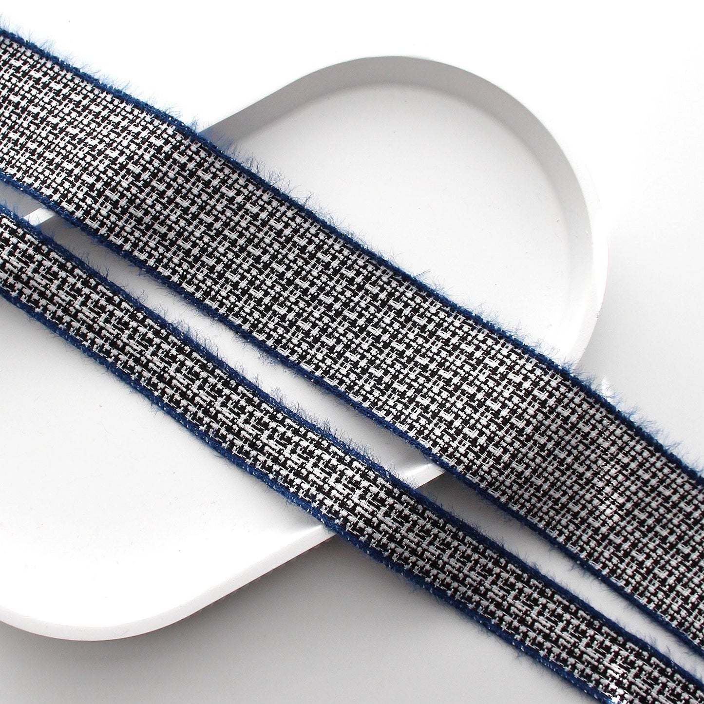 Classic Blue Tweed Ribbon Trim 5Yards