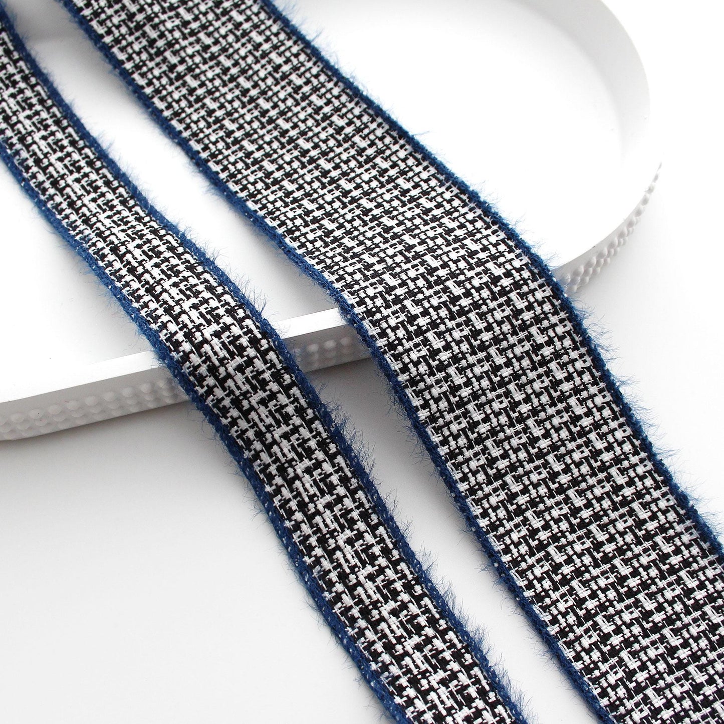 Classic Blue Tweed Ribbon Trim 5Yards