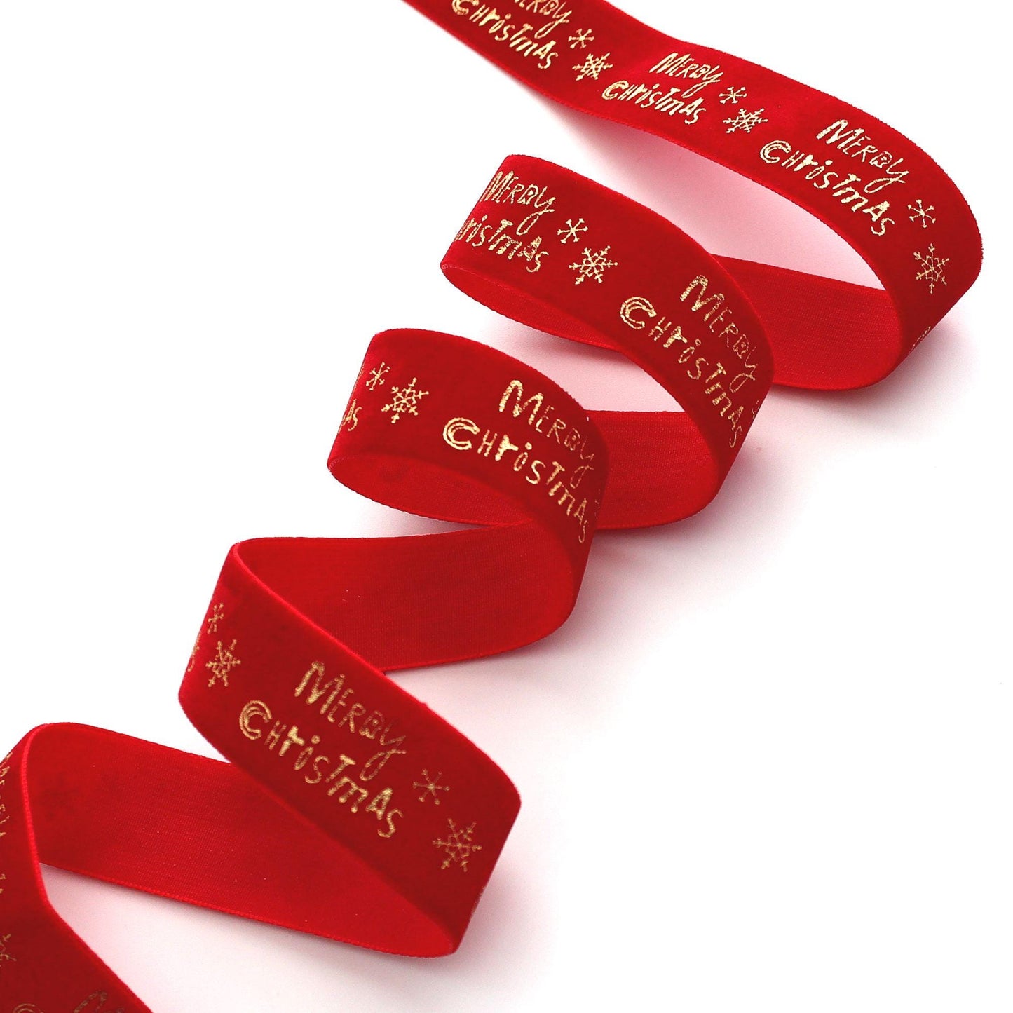 Red Velvet Christmas Ribbon | Gold Foil Holiday Ribbon  1in x 2Yards