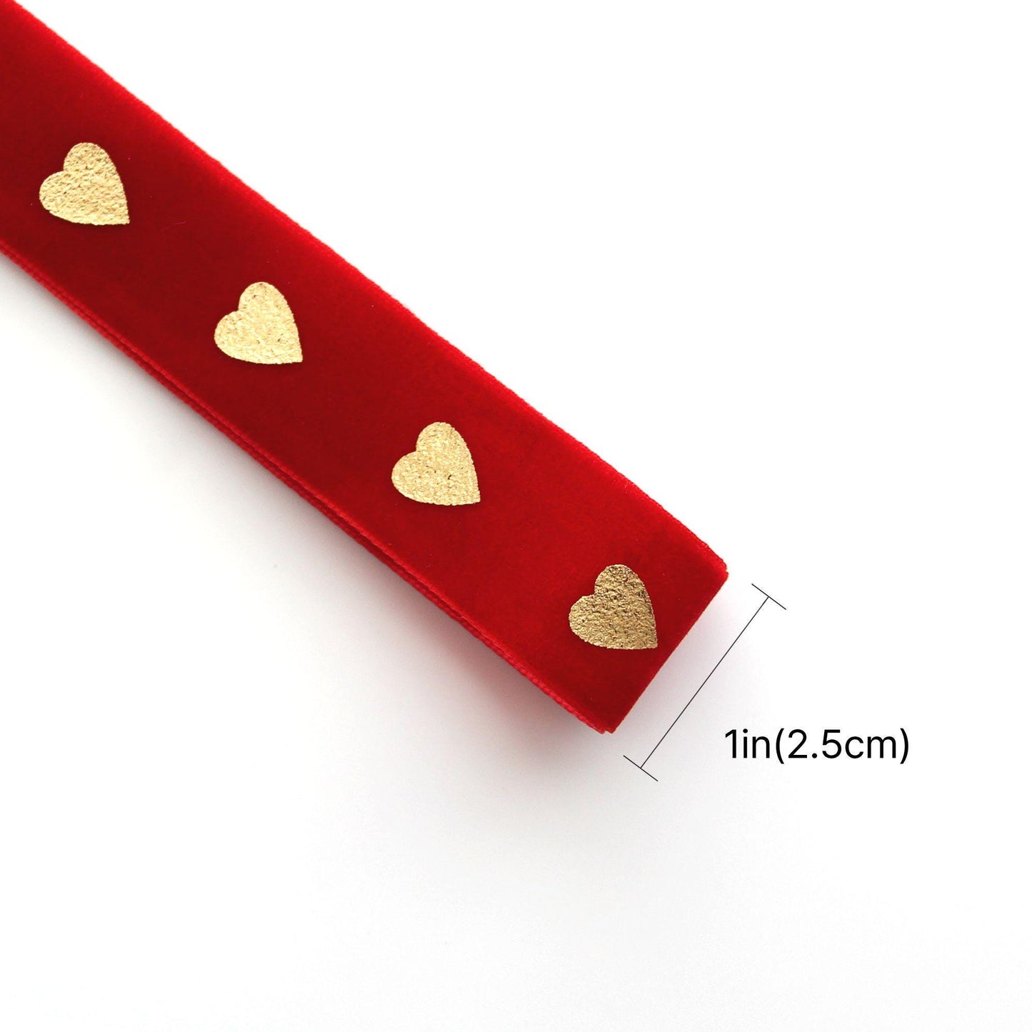 Red Velvet Christmas Ribbon | Gold Foil Holiday Ribbon  1in x 2Yards