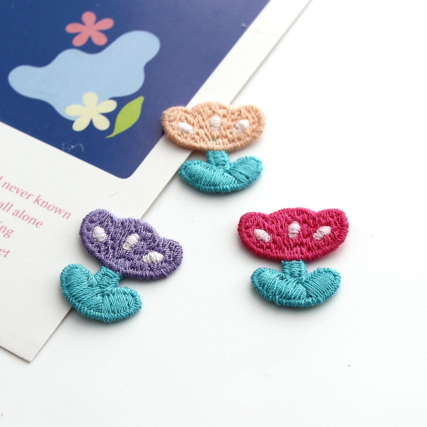 Cute Mini Tulip Embroidered Patch 4pcs
