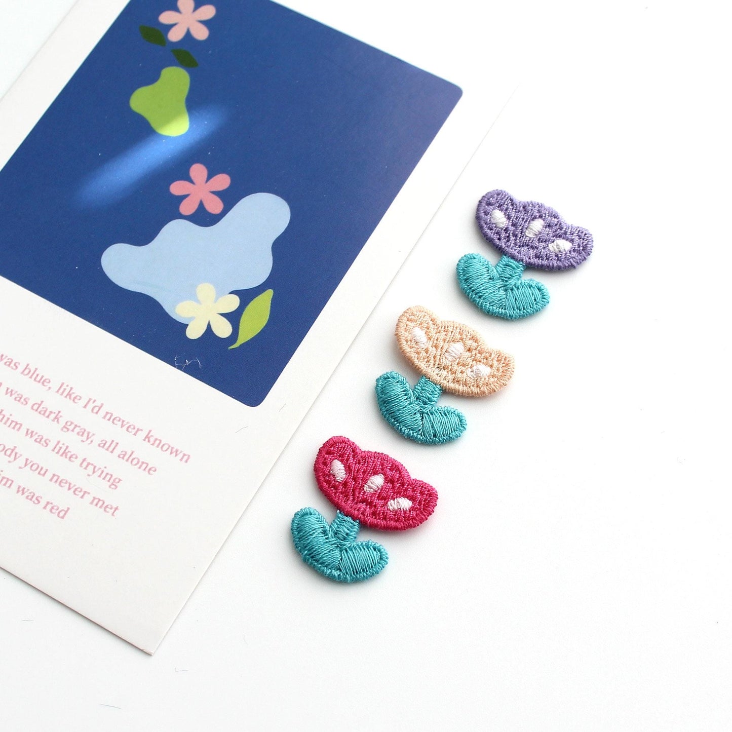 Cute Mini Tulip Embroidered Patch 4pcs