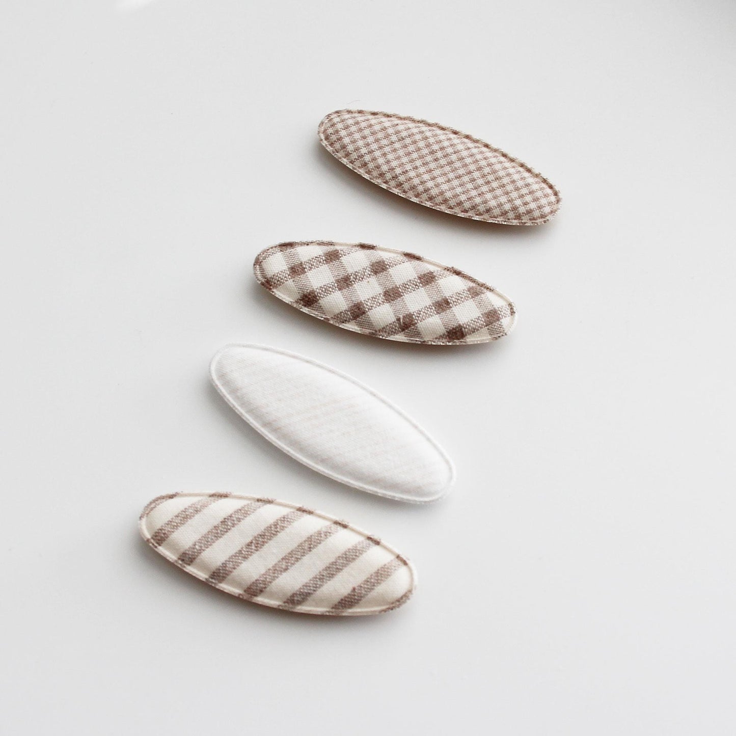 Linen Fabric Covered Snap Clip, DIY Hair Accessory Supplies, 4pcs