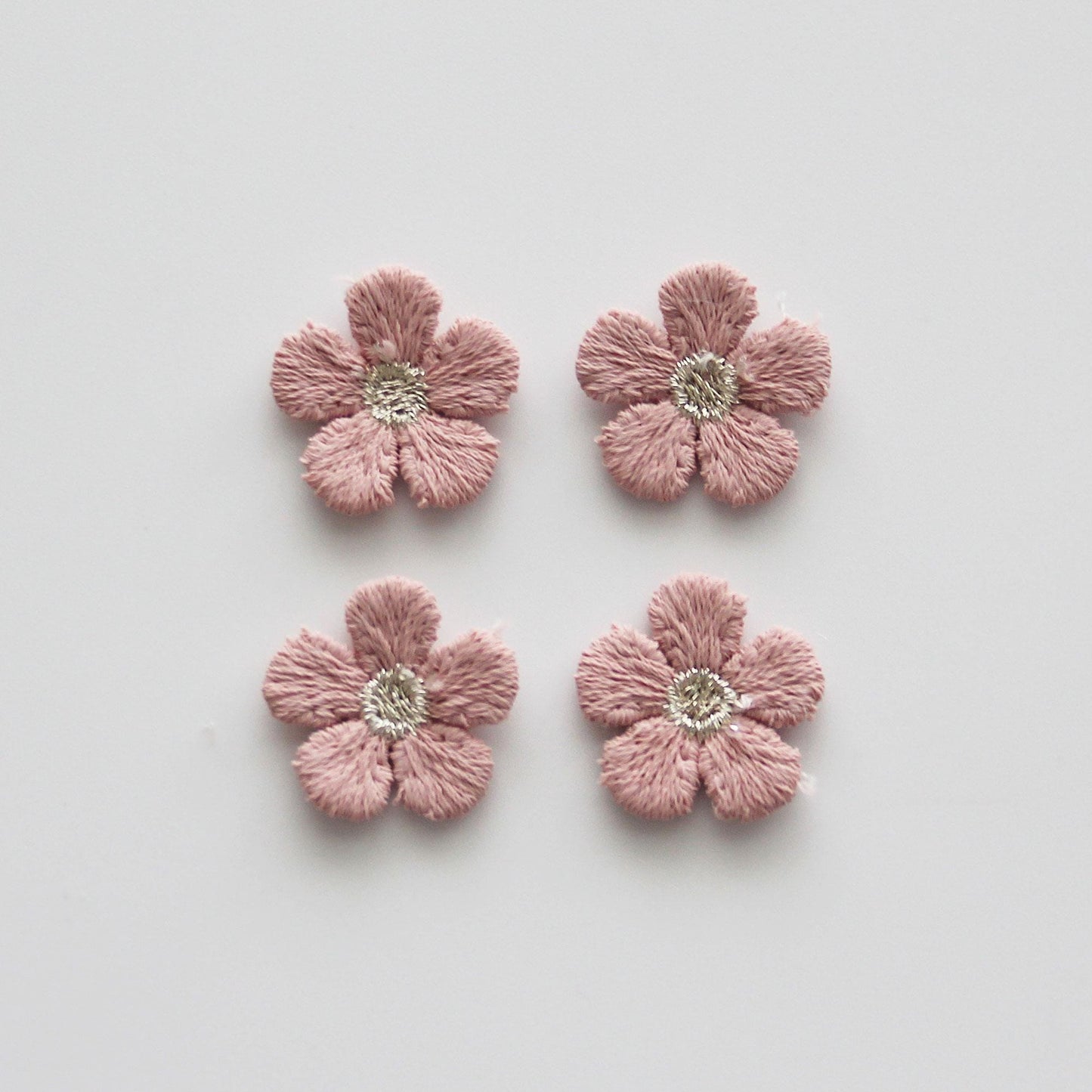 Embroidered Flower Appliques 0.78in (2cm) | Mini Floral Embroidery Patch 4pcs